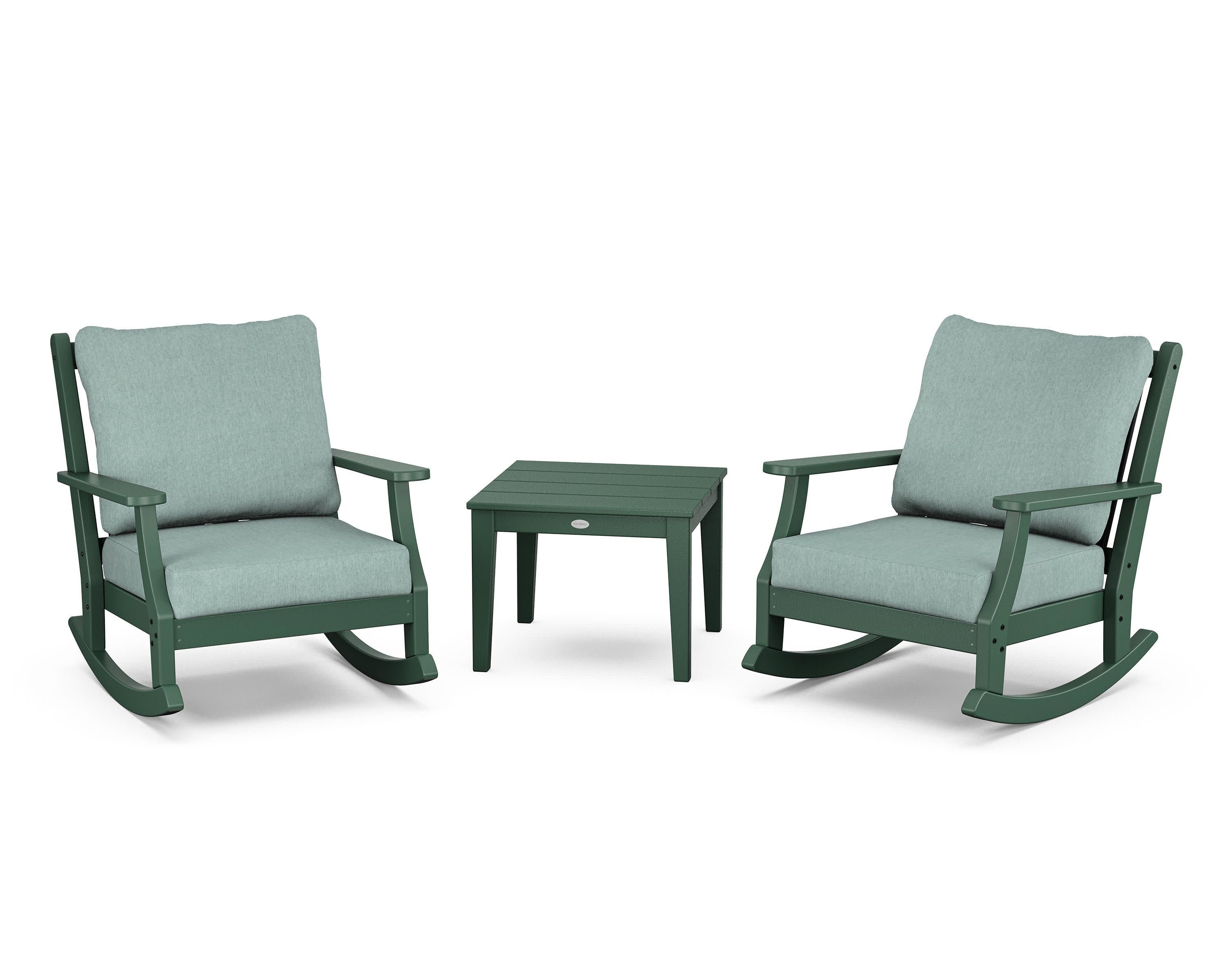 Wovendale 3-Piece Deep Seating Rocker Set in Green / Glacier Spa