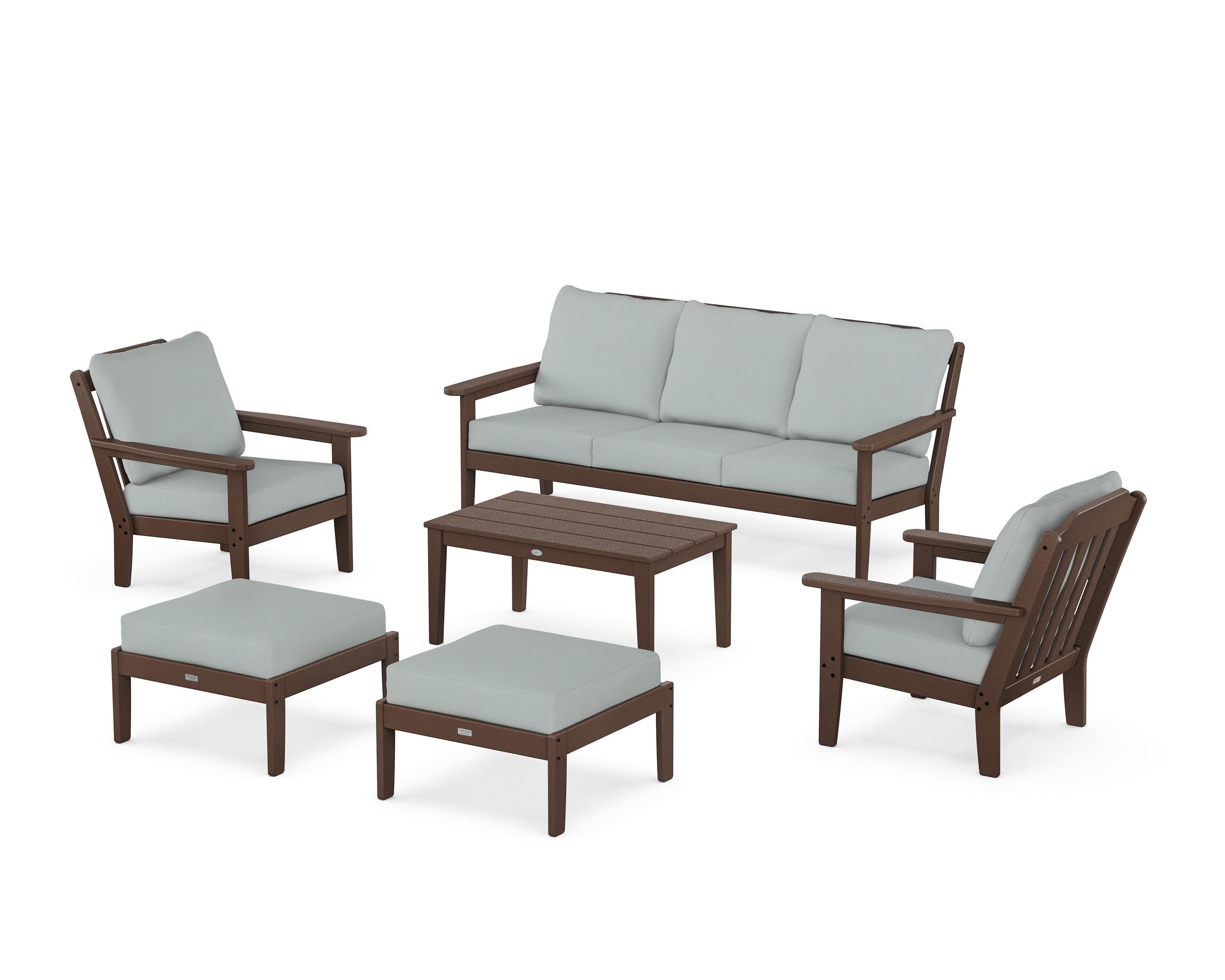 Cottage 6-Piece Lounge Sofa Set in Mahogany / Spa