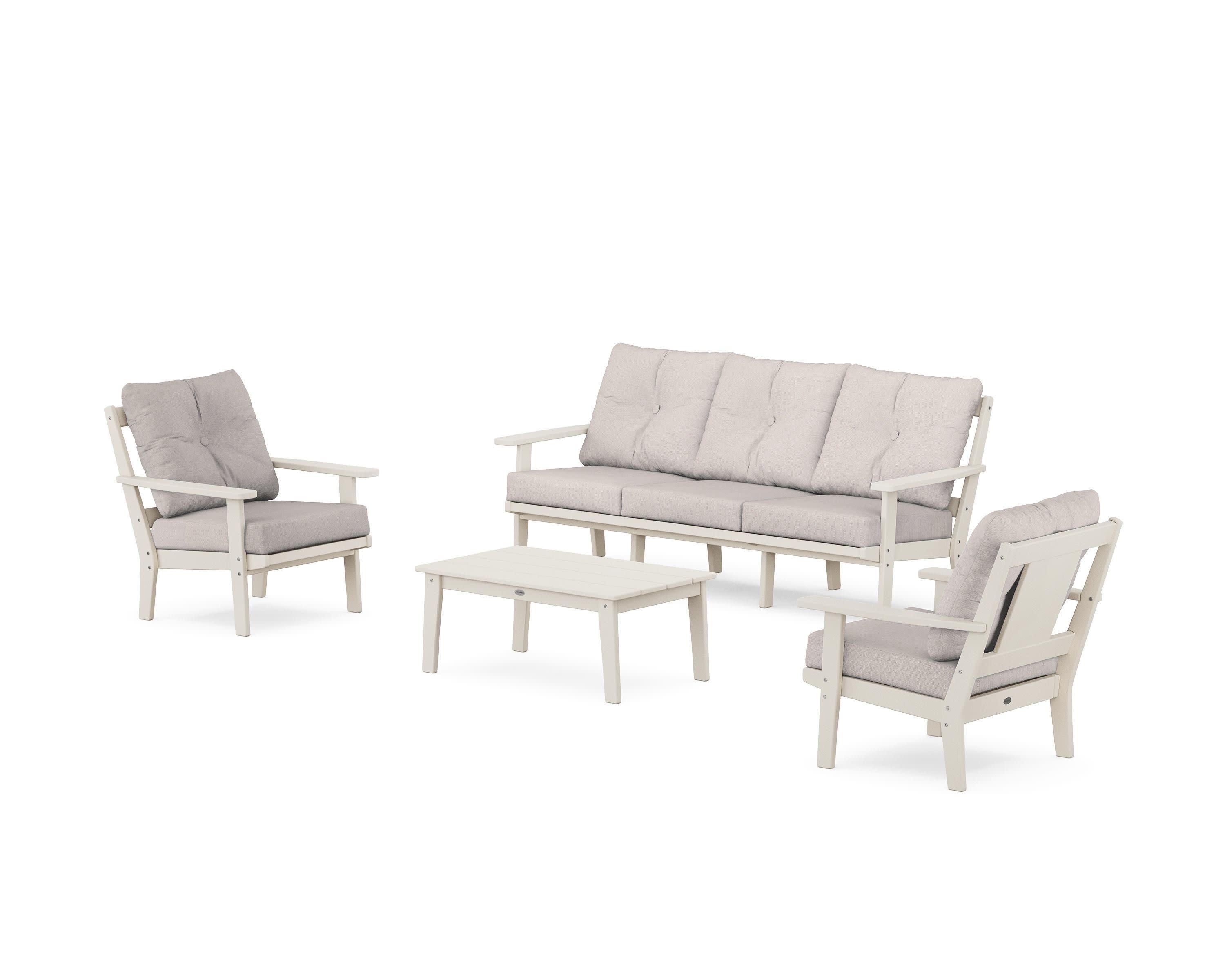 Prairie 4-Piece Deep Seating Set with Sofa in Sand / Dune Burlap