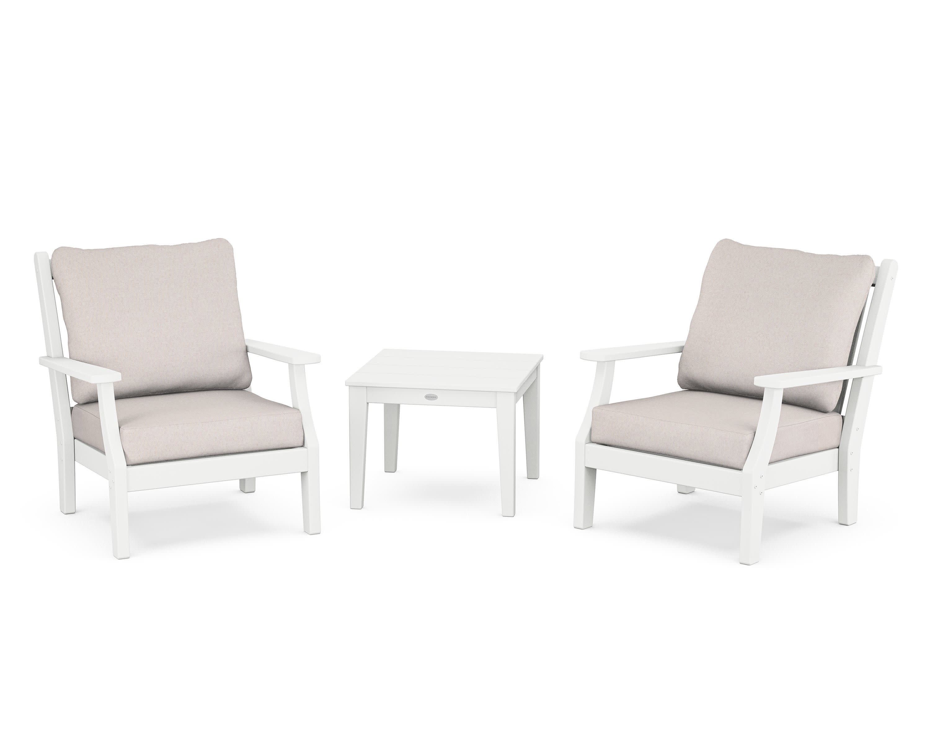 Wovendale 3-Piece Deep Seating Set in White / Dune Burlap