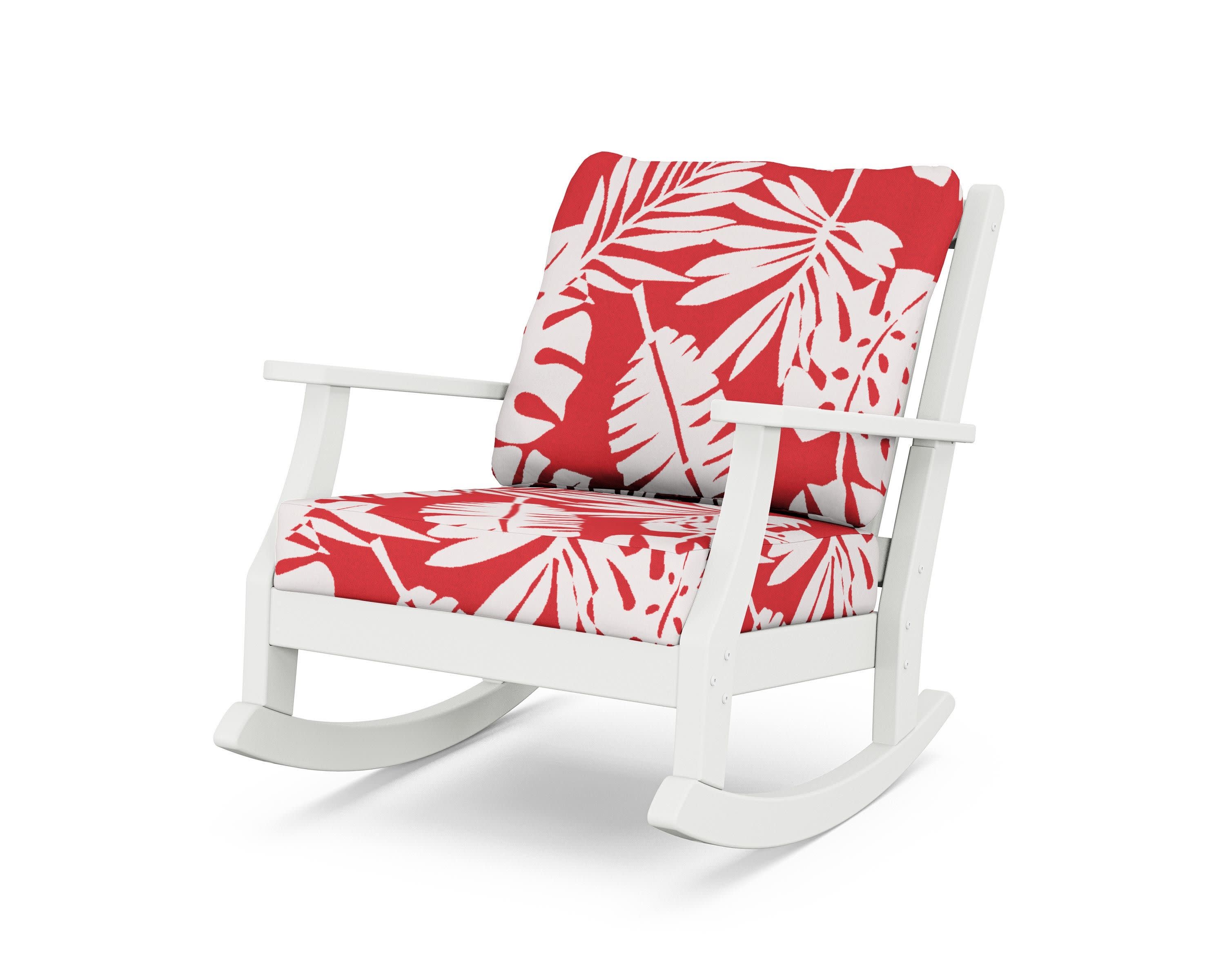 Wovendale Deep Seating Rocking Chair in White / Leaf Crimson