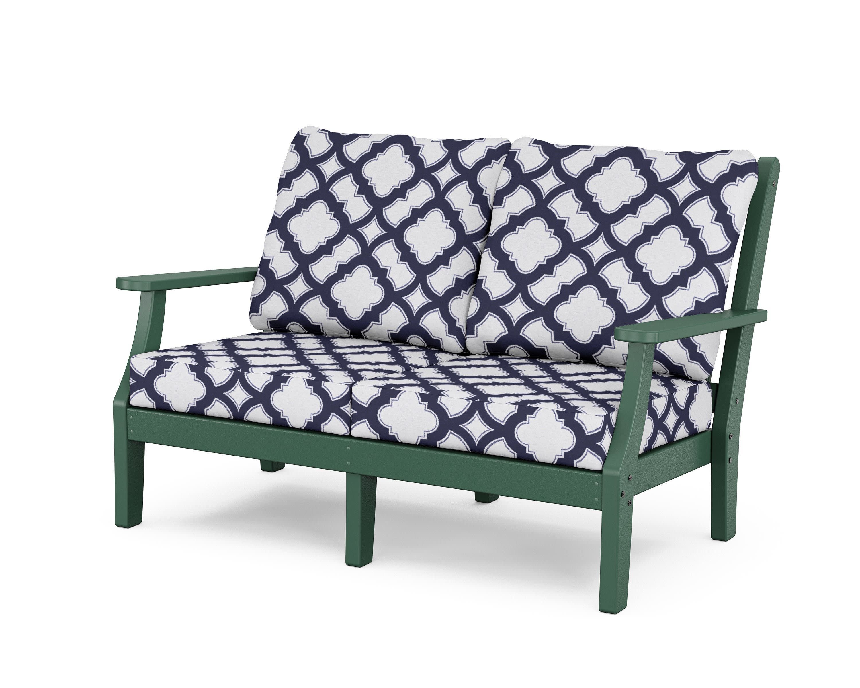 Wovendale Deep Seating Loveseat in Green / Trellis Navy