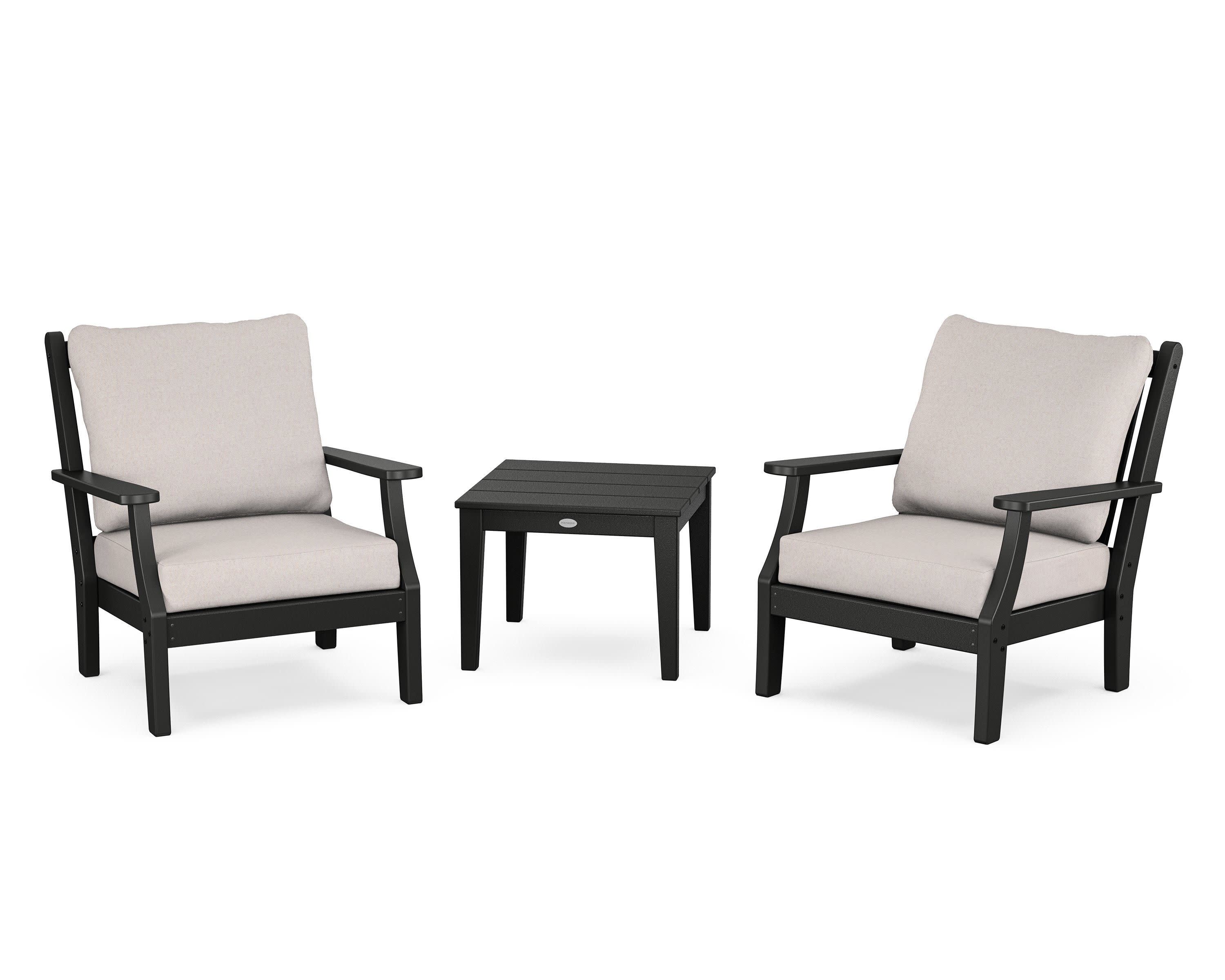 Wovendale 3-Piece Deep Seating Set in Black / Dune Burlap