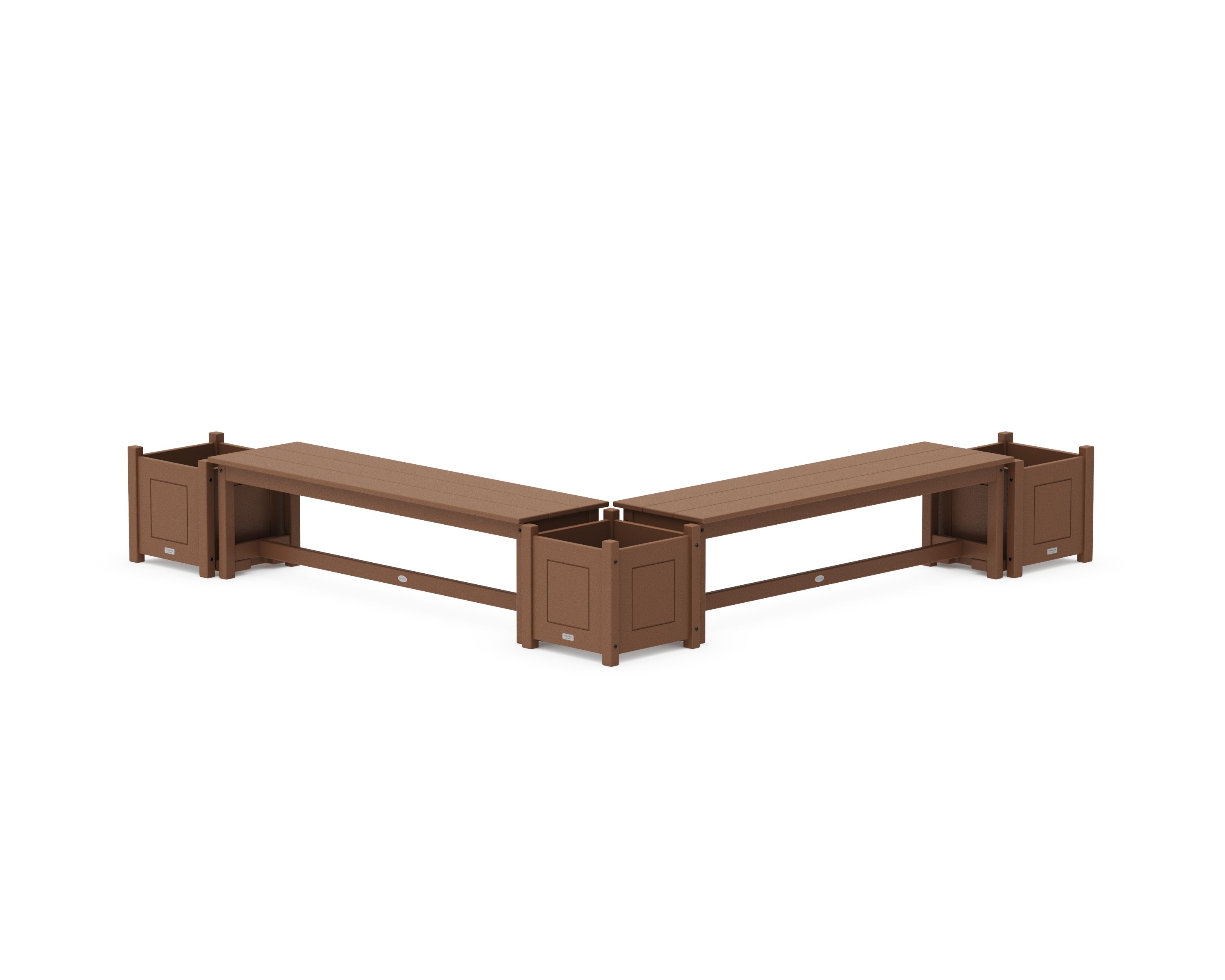 60" Country Living L- Shaped Planter Bench Corner Set in Teak