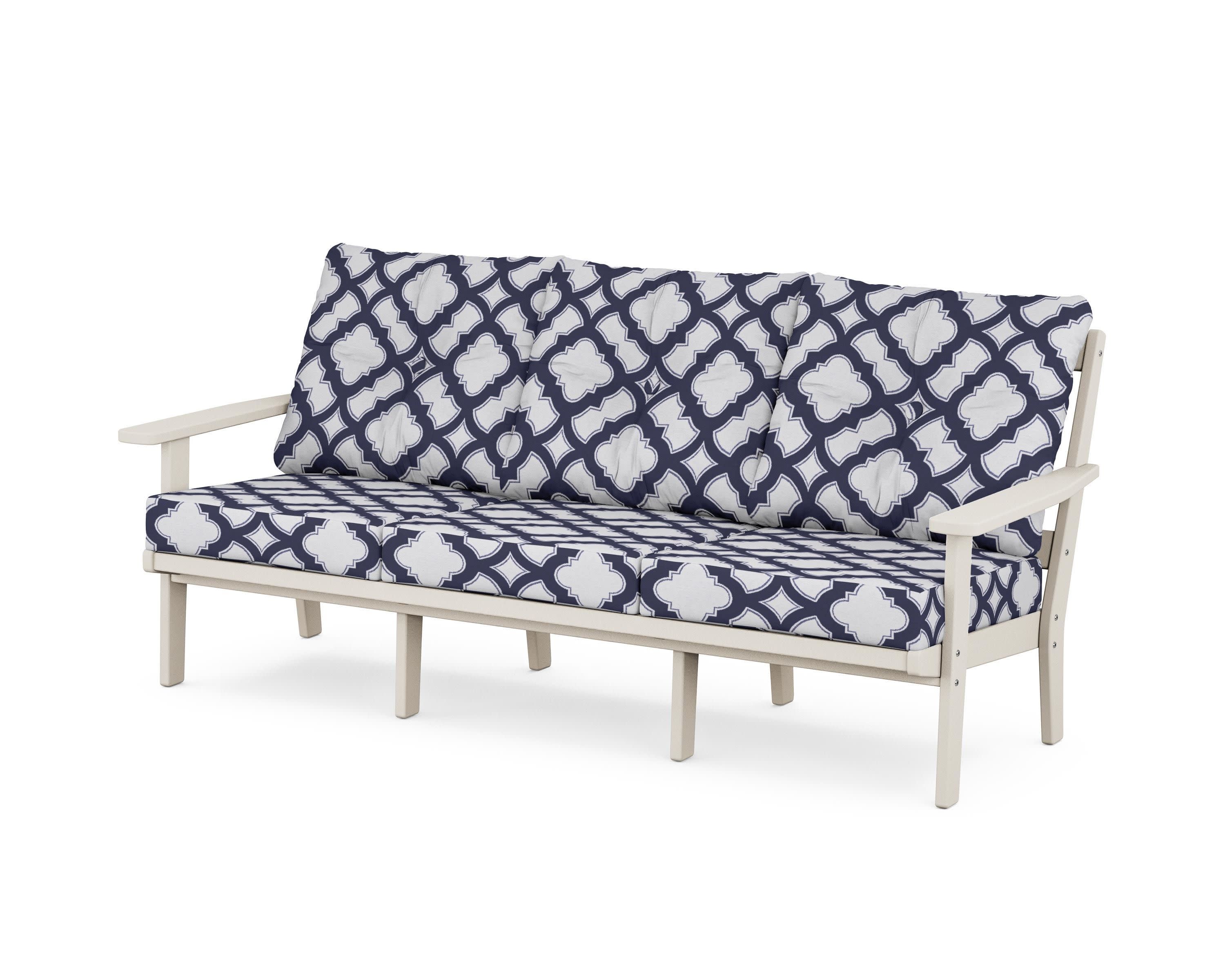 PrairieDeep Seating Sofa in Sand / Trellis Navy