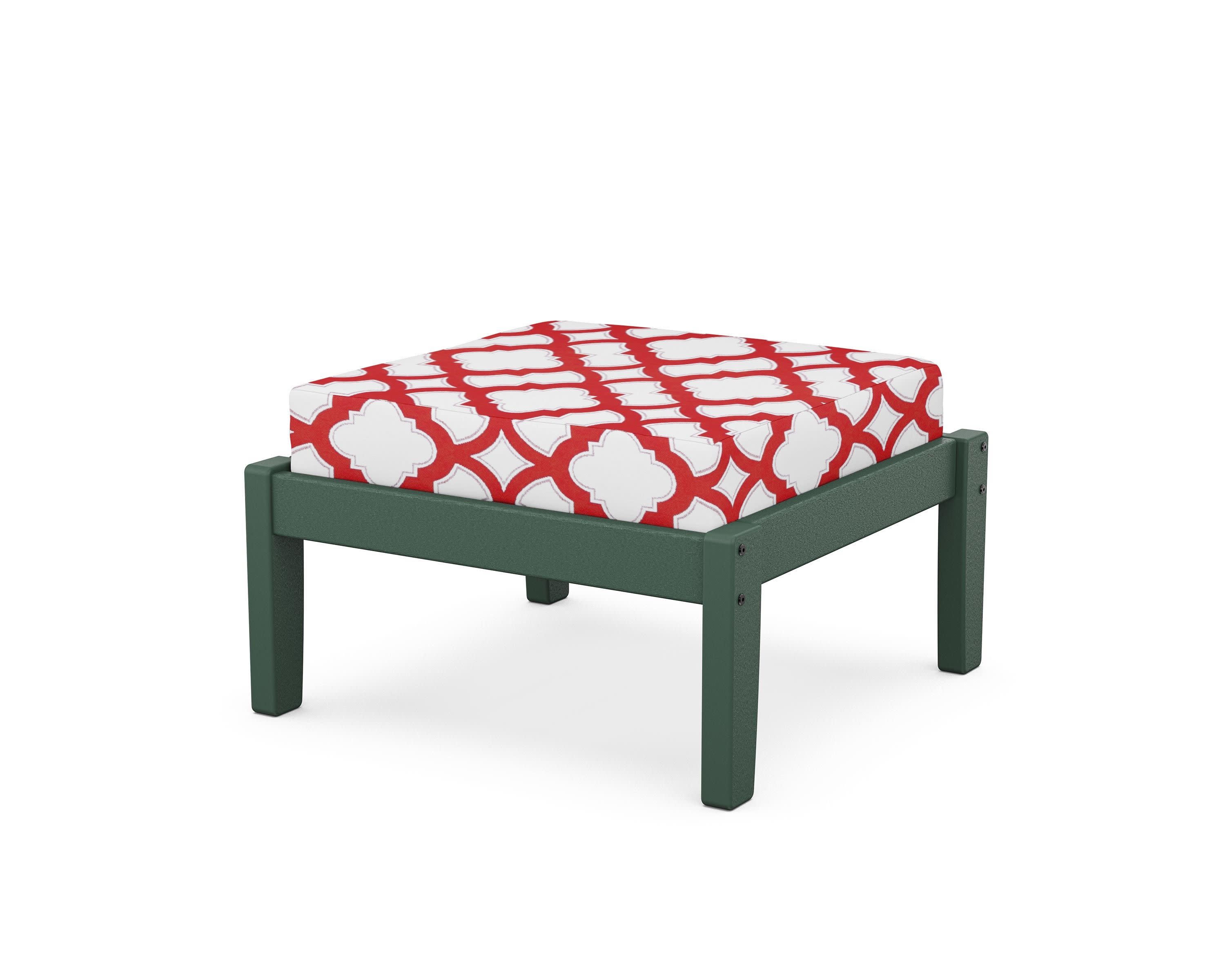 Deep Seating Ottoman in Green / Trellis Crimson