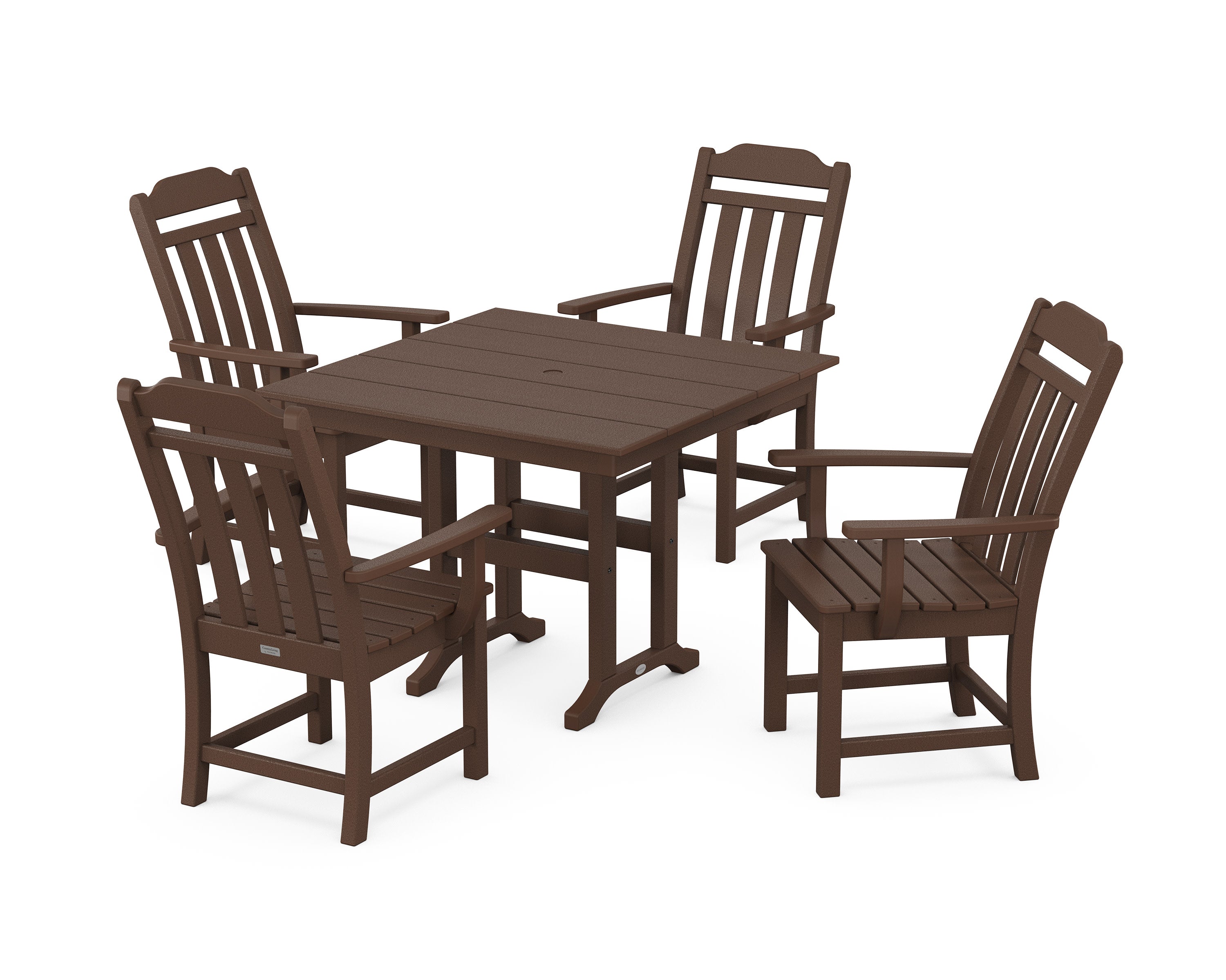 Cottage 5-Piece Farmhouse Dining Set in Mahogany