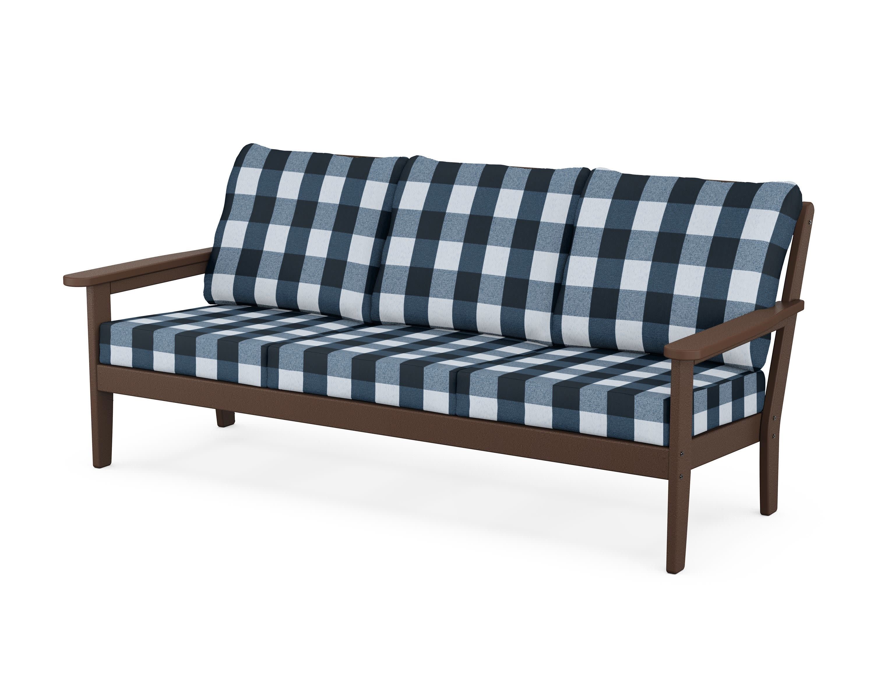 Cottage Deep Seating Sofa in Mahogany / Buffalo Plaid Marine Indigo