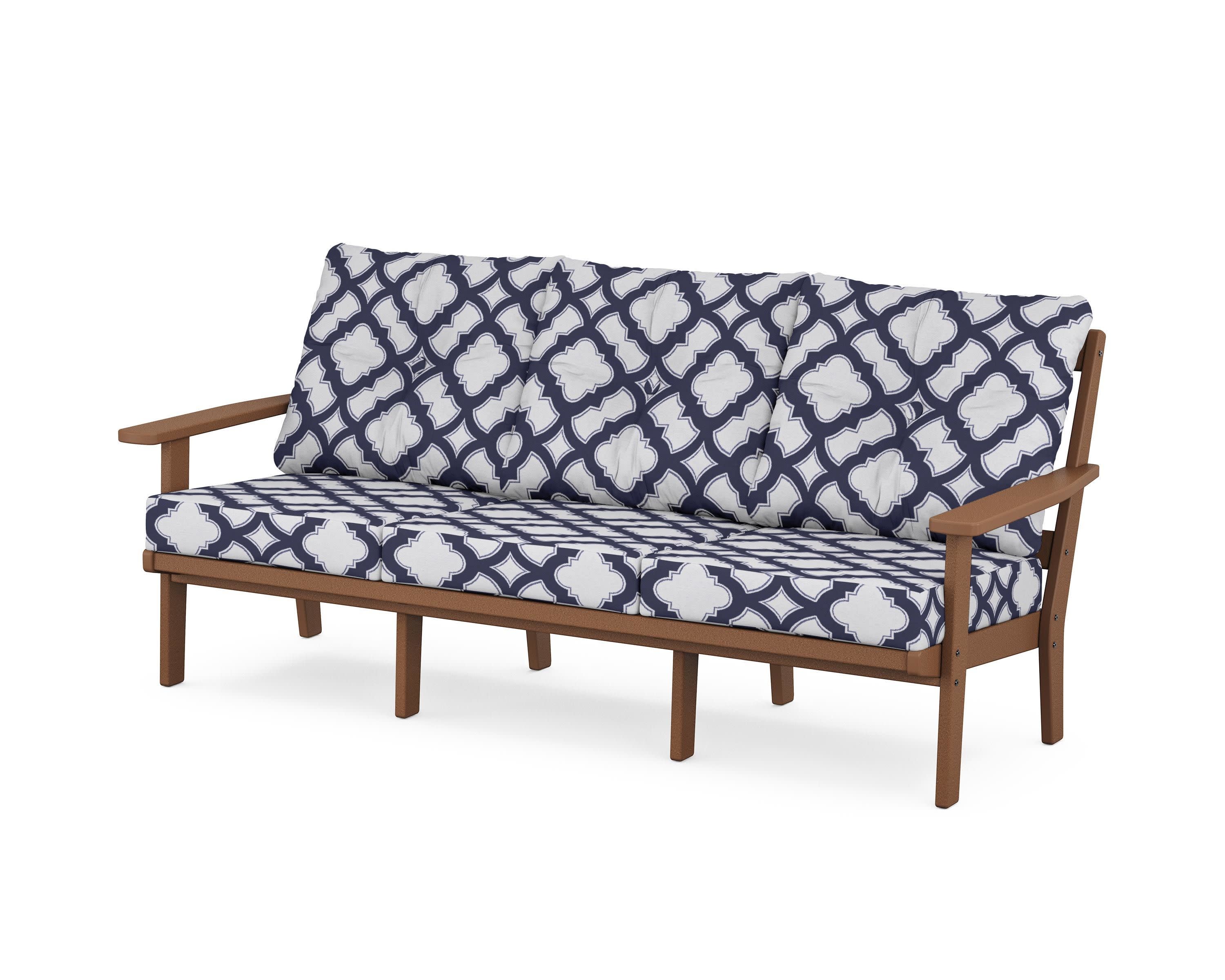 PrairieDeep Seating Sofa in Teak / Trellis Navy