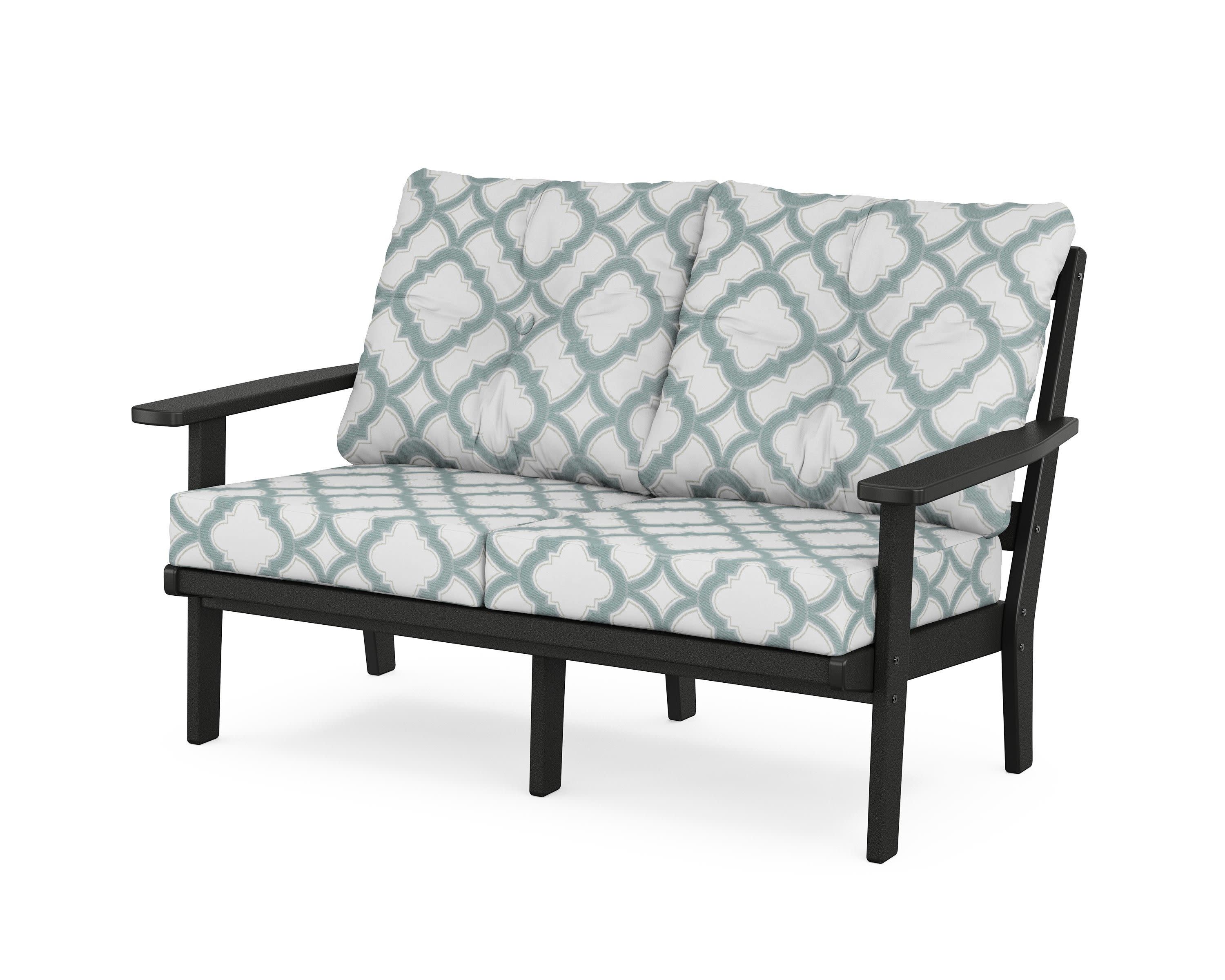 Prairie Deep SeatingLoveseat in Black / Trellis Glacier Spa