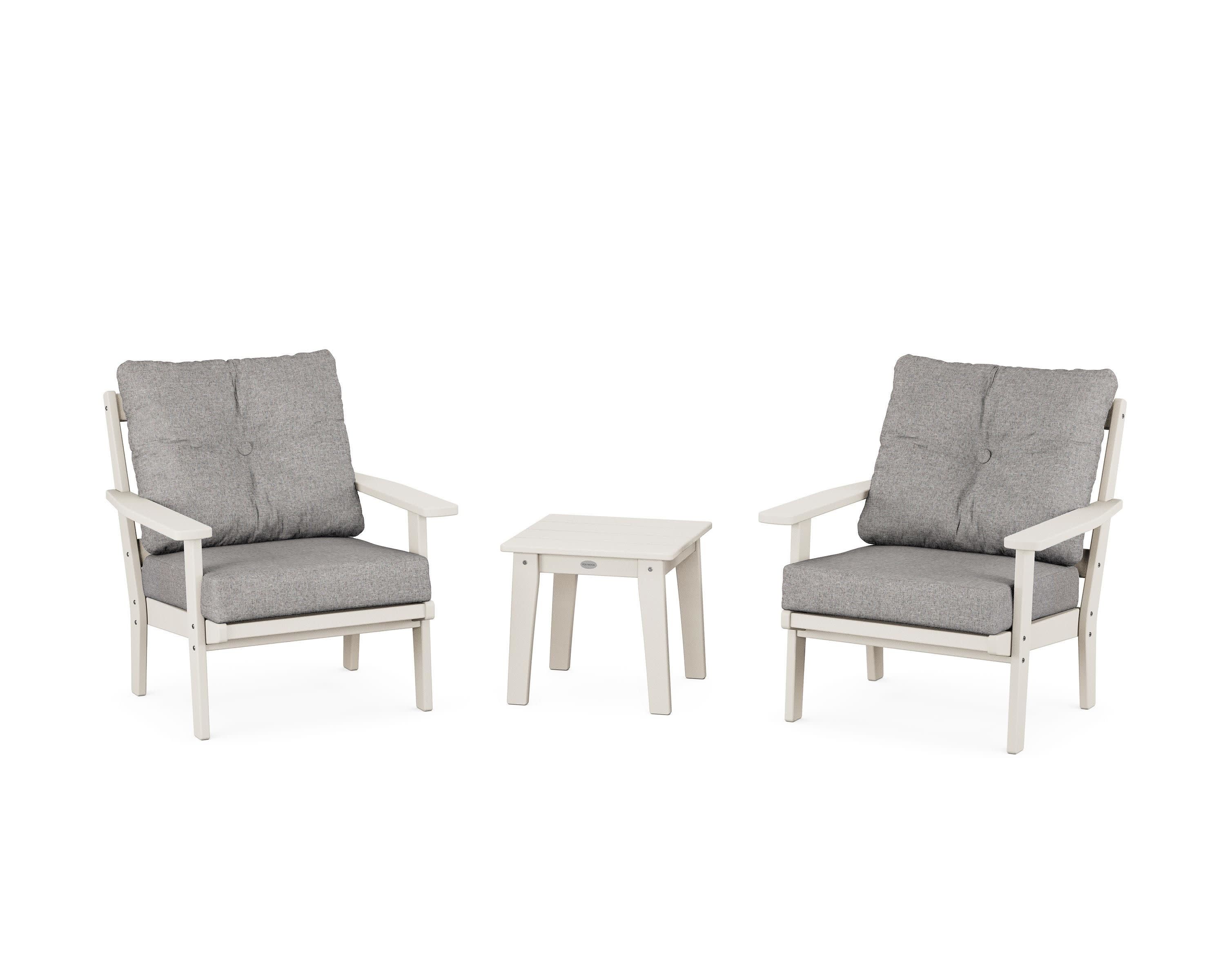 Prairie 3-Piece Deep Seating Set in Sand / Grey Mist