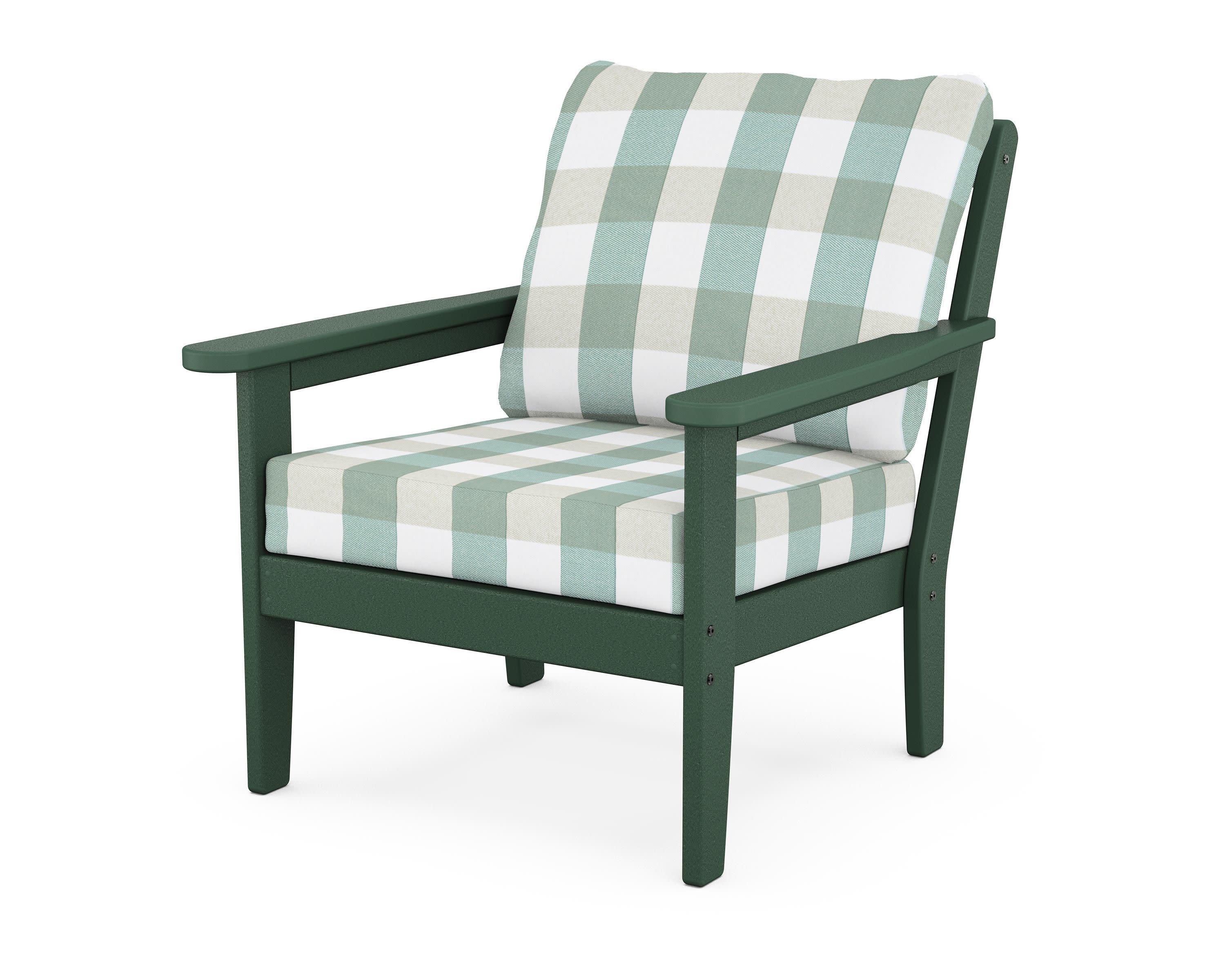 Cottage Deep Seating Chair in Green / Buffalo Plaid Glacier Spa
