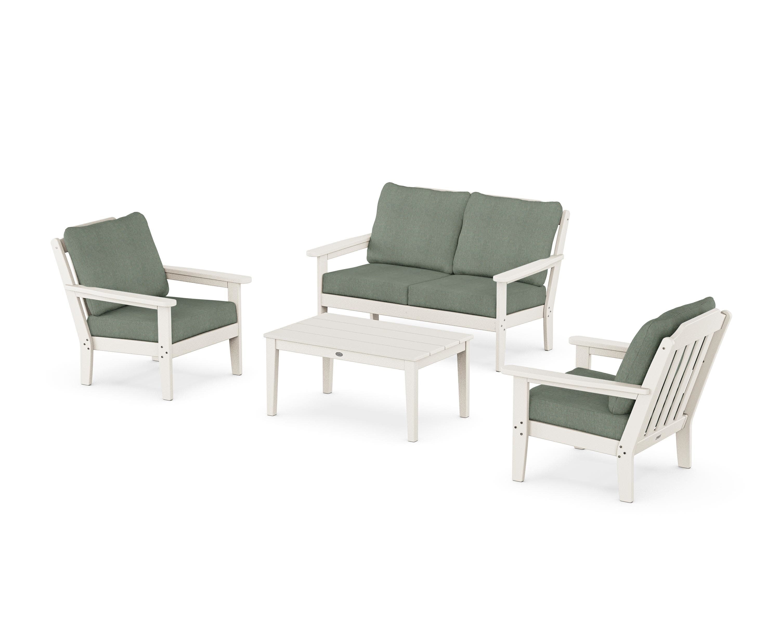 Cottage 4-Piece Deep Seating Set with Loveseat in Sand / Cast Sage