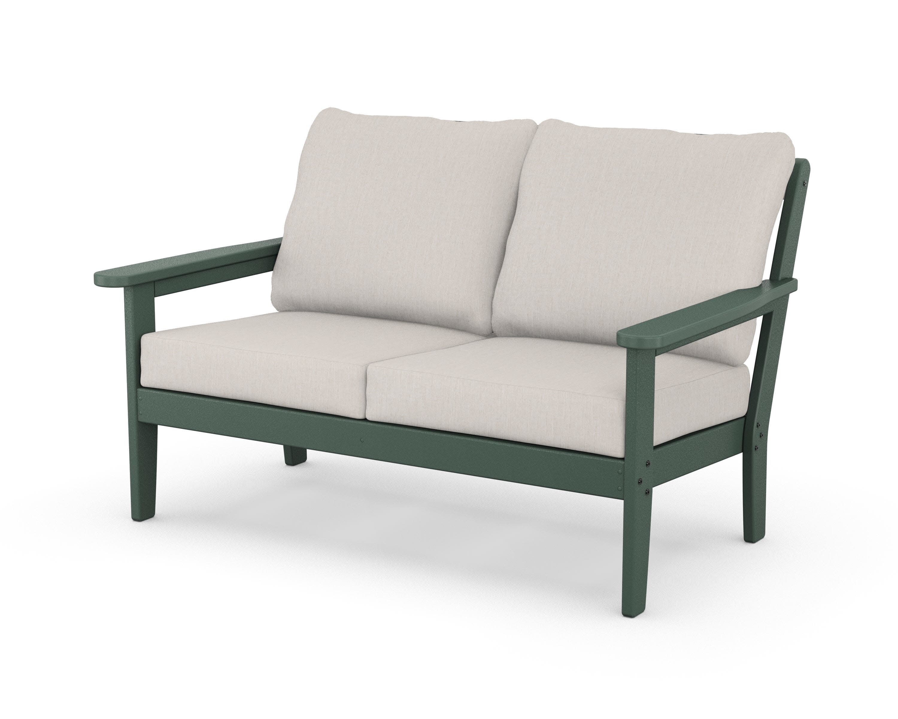 Cottage Deep Seating Loveseat in Green / Cast Ash