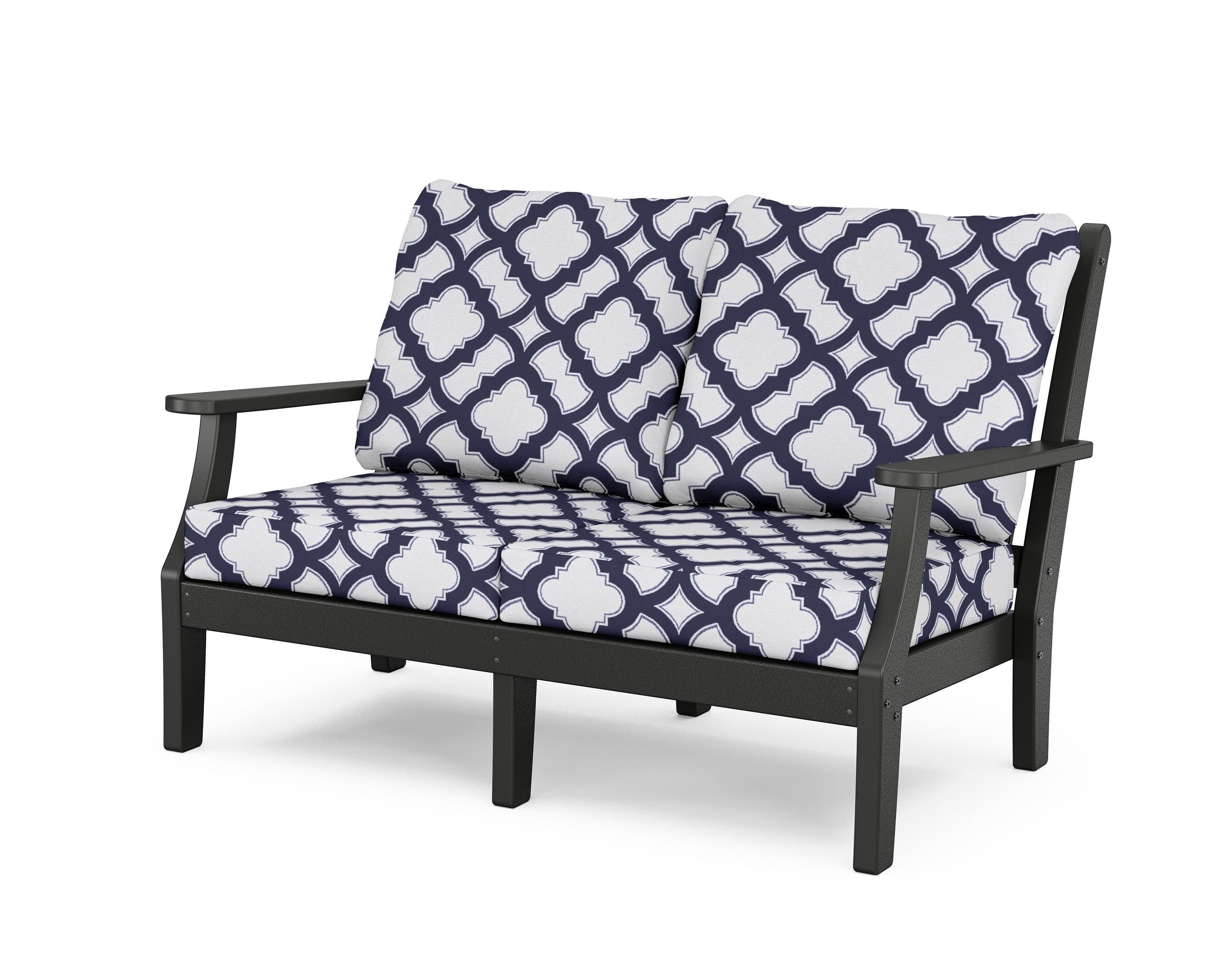 Wovendale Deep Seating Loveseat in Black / Trellis Navy