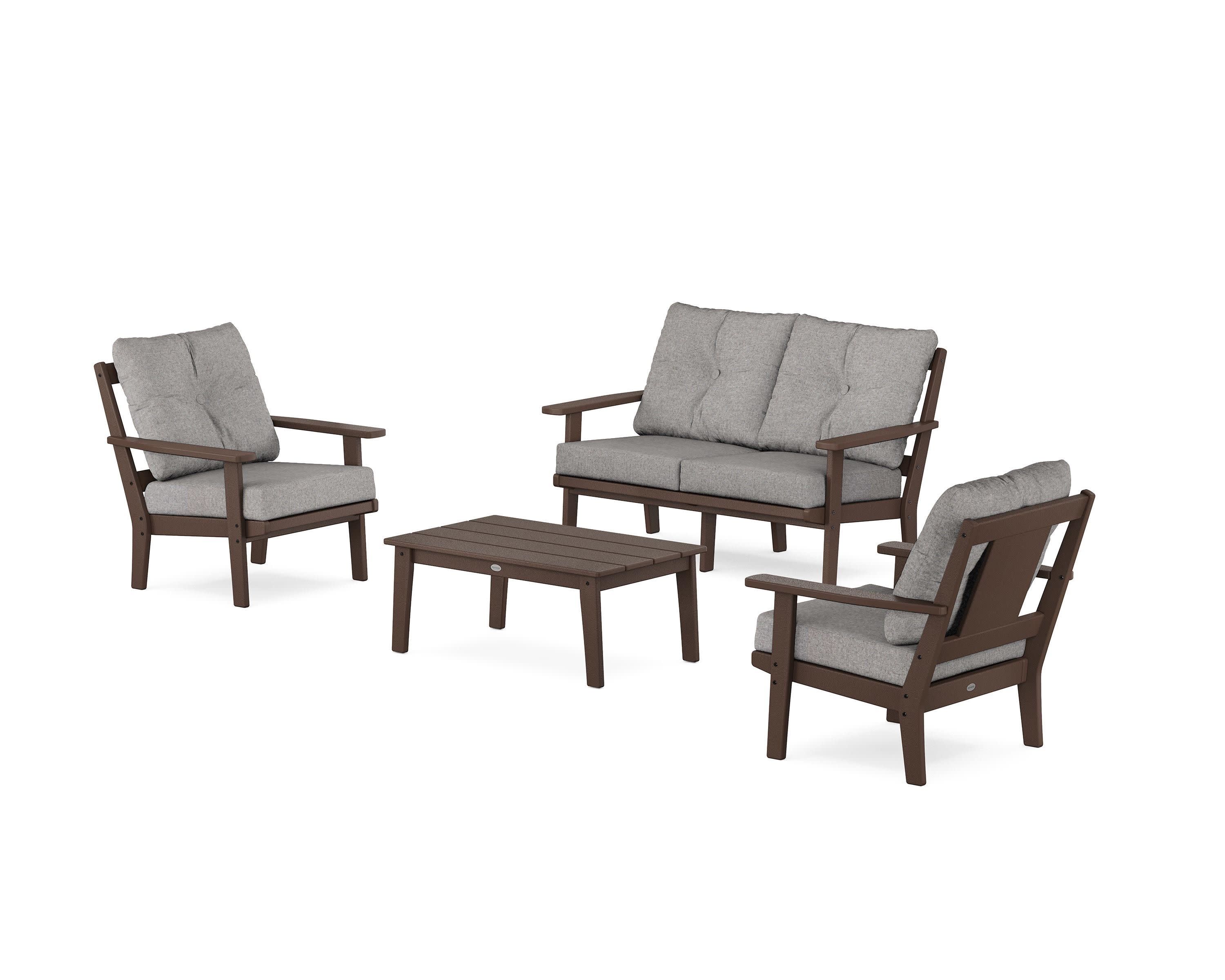 Prairie 4-Piece Deep Seating Set with Loveseat in Mahogany / Grey Mist