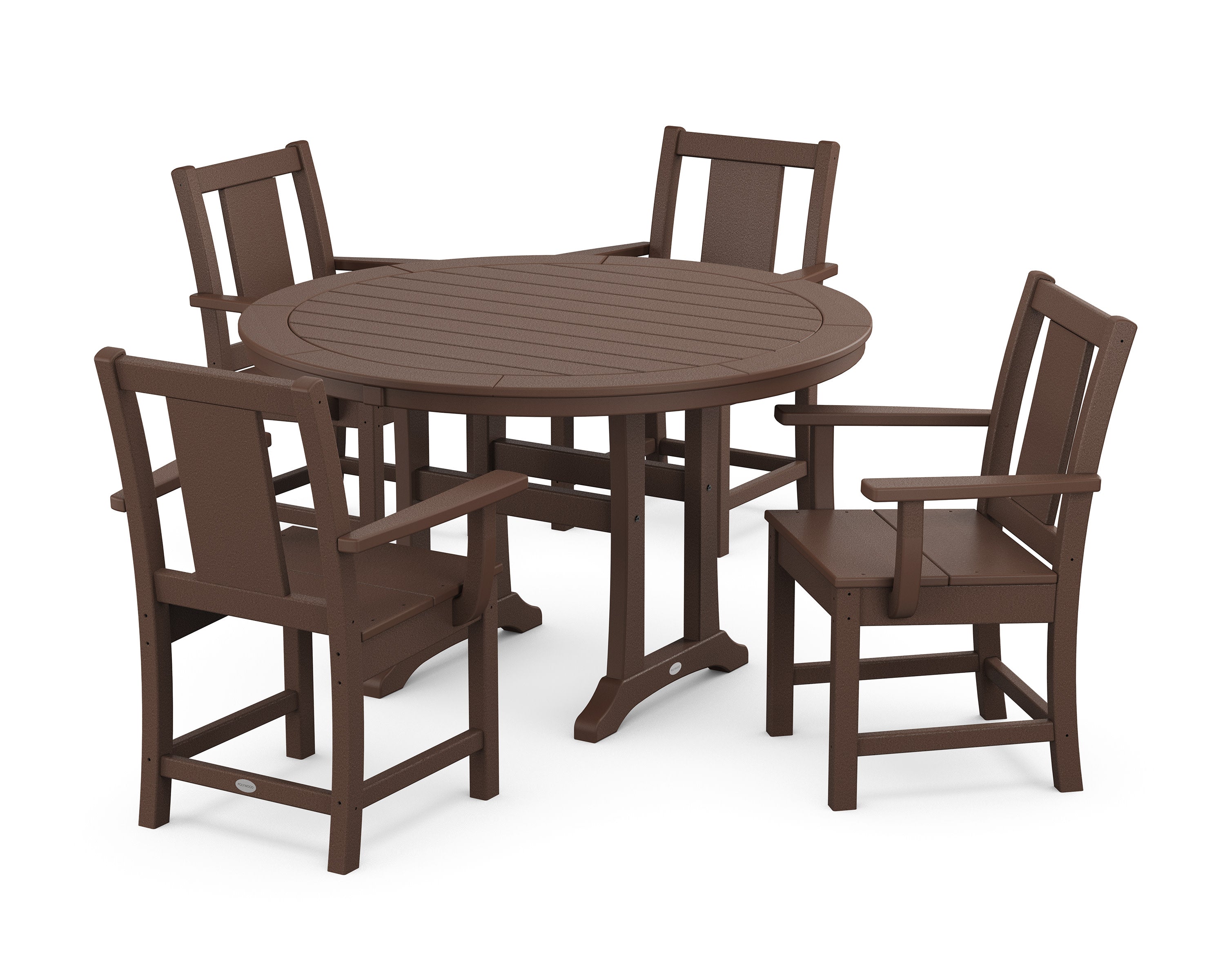 Prairie 5-Piece Round Dining Set with Trestle Legs in Mahogany