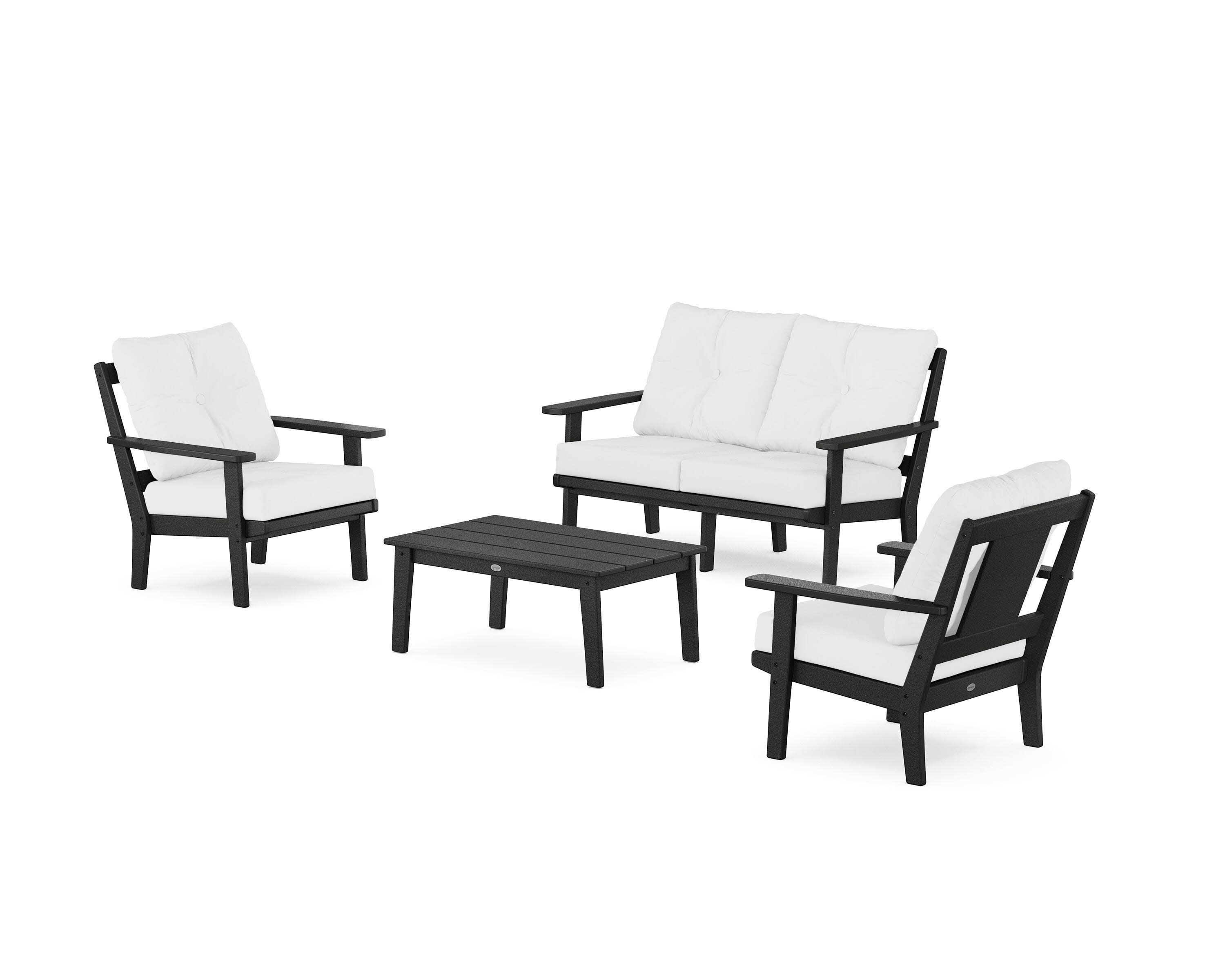 Prairie 4-Piece Deep Seating Set with Loveseat in Black / Natural