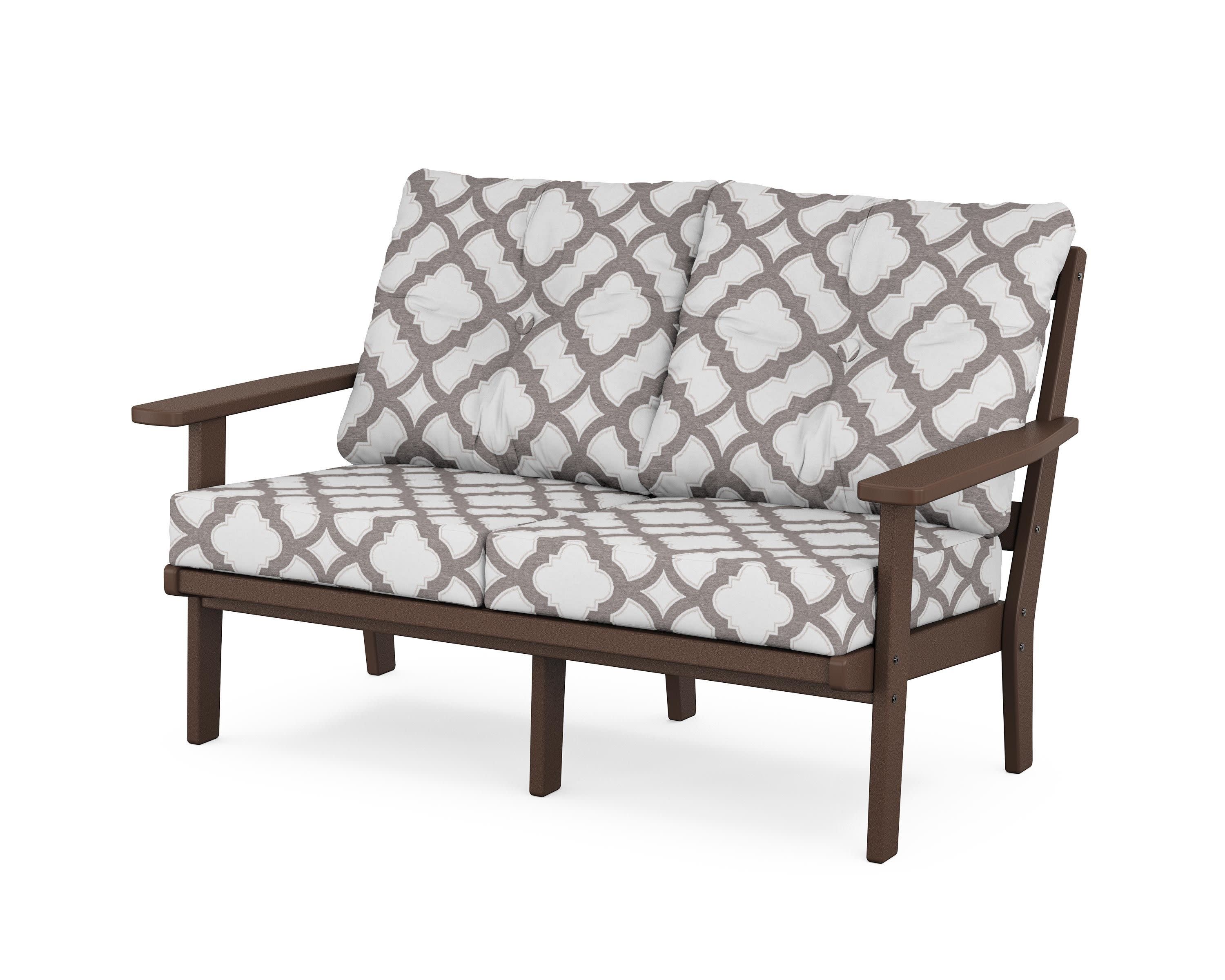 Prairie Deep SeatingLoveseat in Mahogany / Trellis Grey Mist
