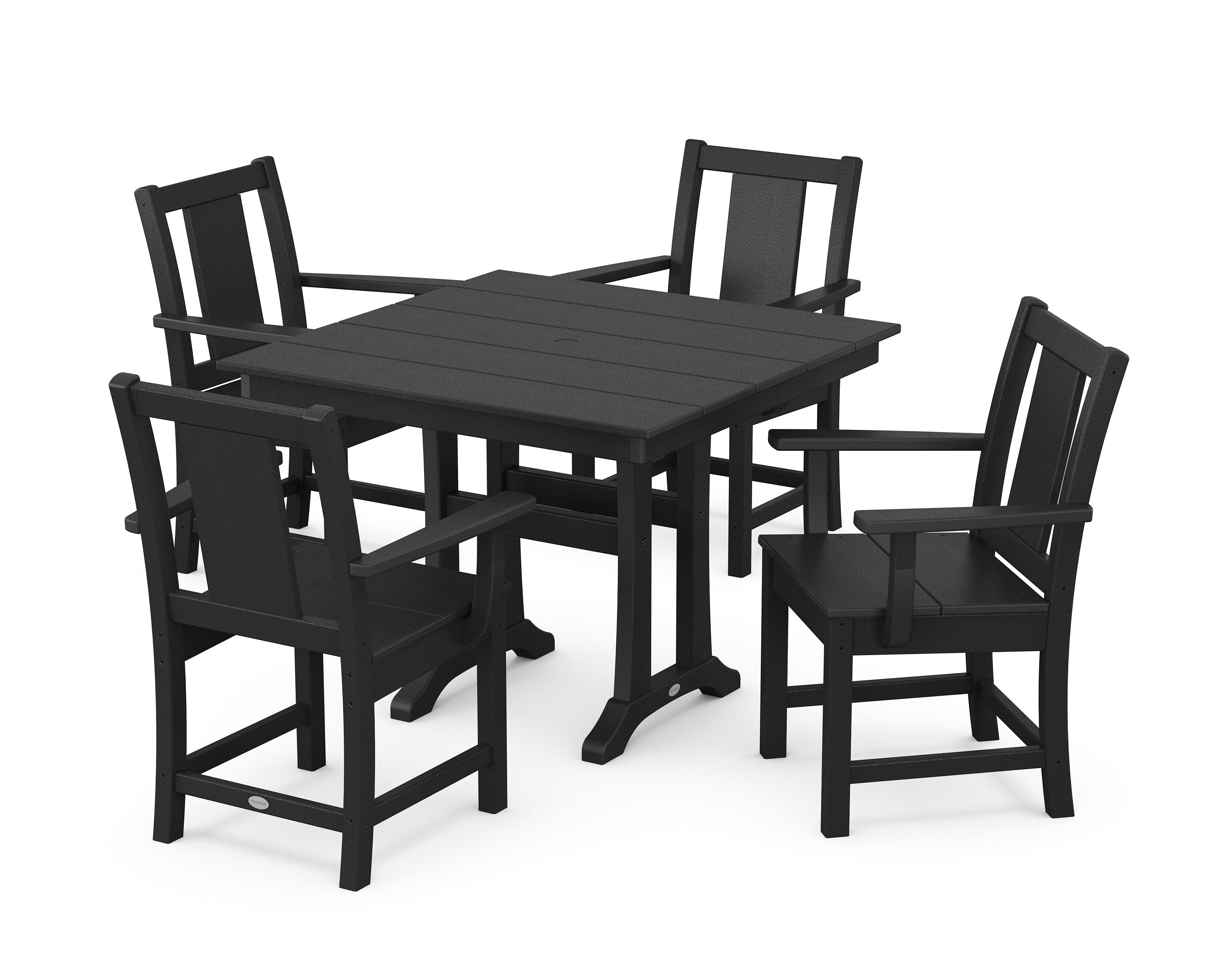 Prairie 5-Piece Farmhouse Dining Set with Trestle Legs in Black
