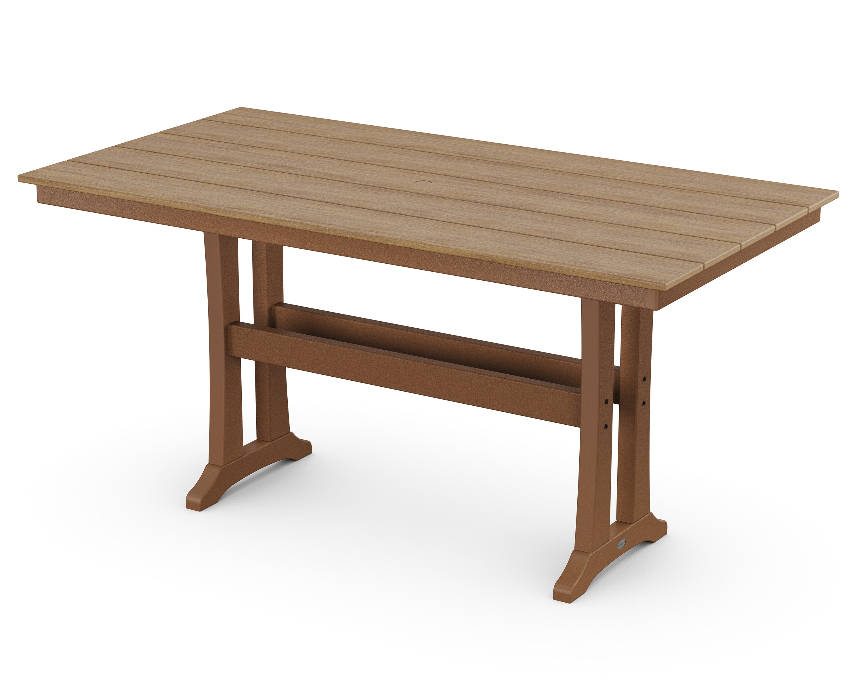 Farmhouse Trestle 37" x 72" Counter Table in Teak / Natural
