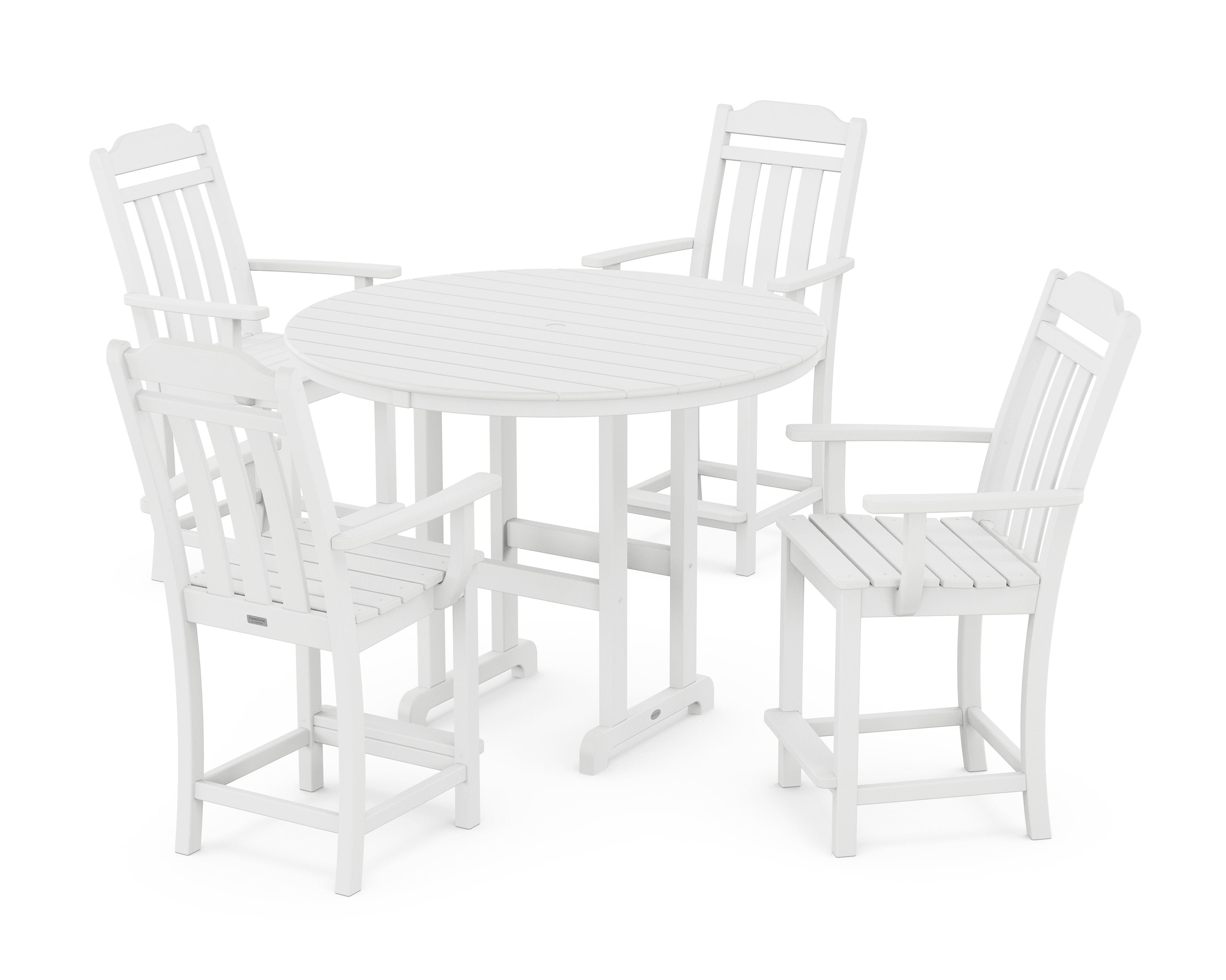 Cottage 5-Piece Round Farmhouse Counter Set in White