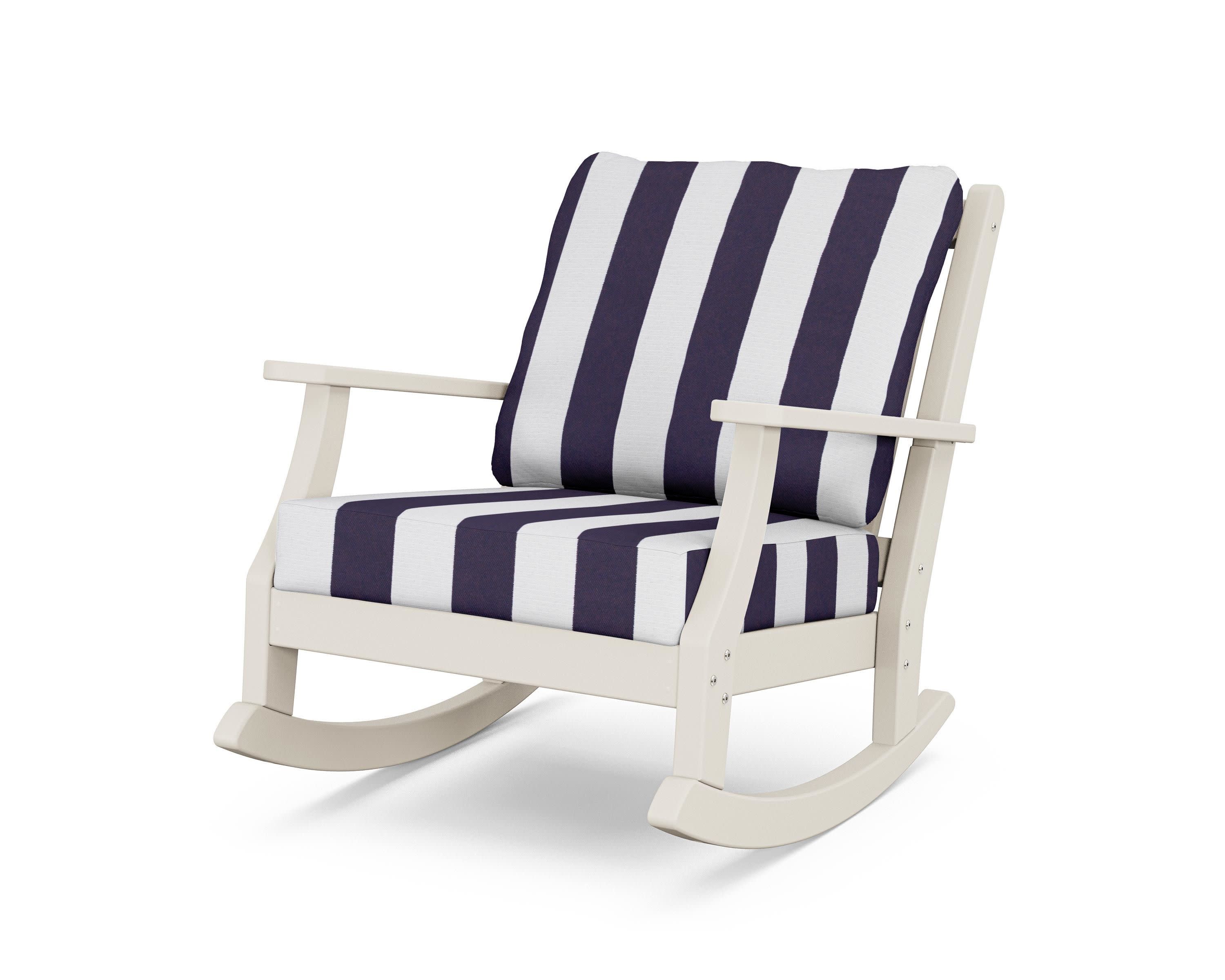 Wovendale Deep Seating Rocking Chair in Sand / Cabana Stripe Navy
