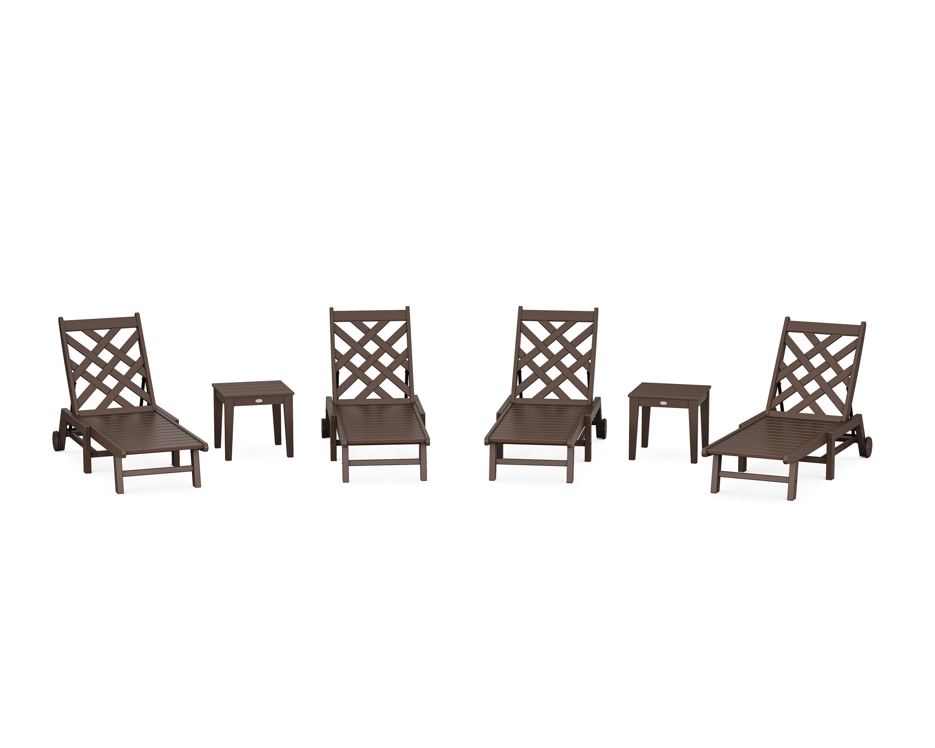 Wovendale 6-Piece Chaise Set with Wheels in Mahogany