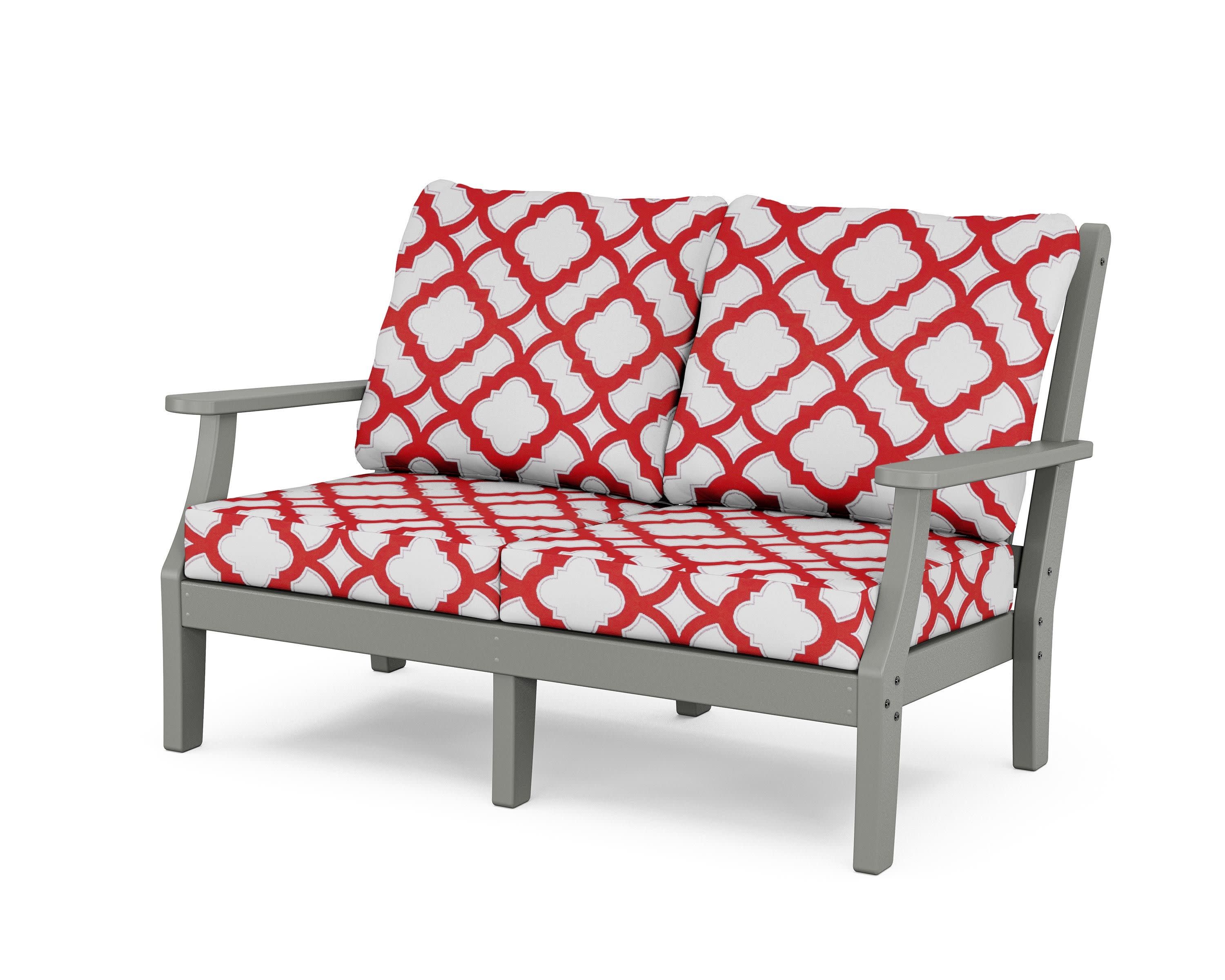 Wovendale Deep Seating Loveseat in Slate Grey / Trellis Crimson