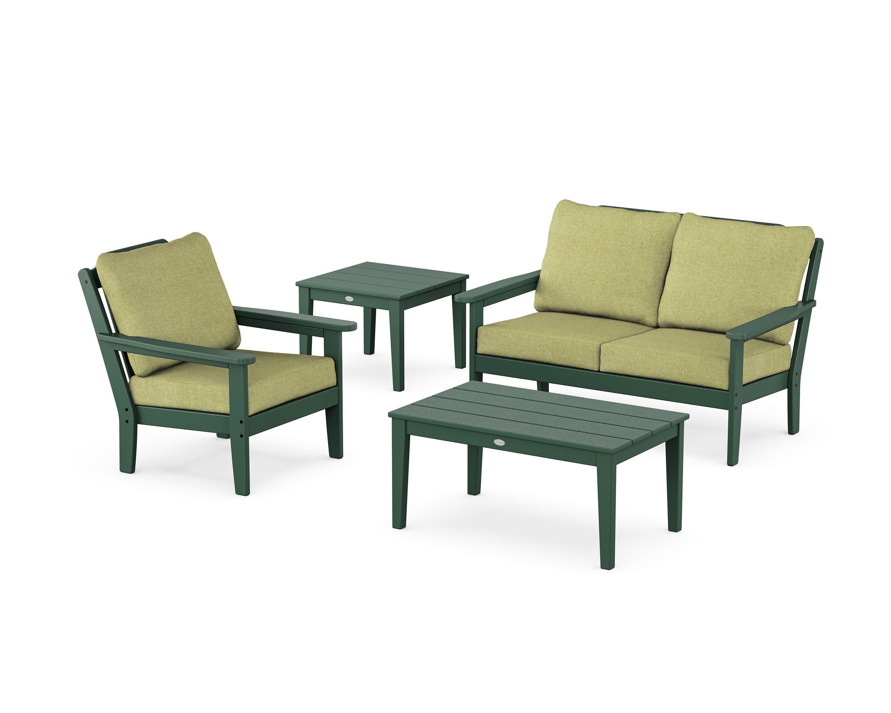 Wovendale 4-Piece Deep Seating Set in Green / Chartreuse Boucle