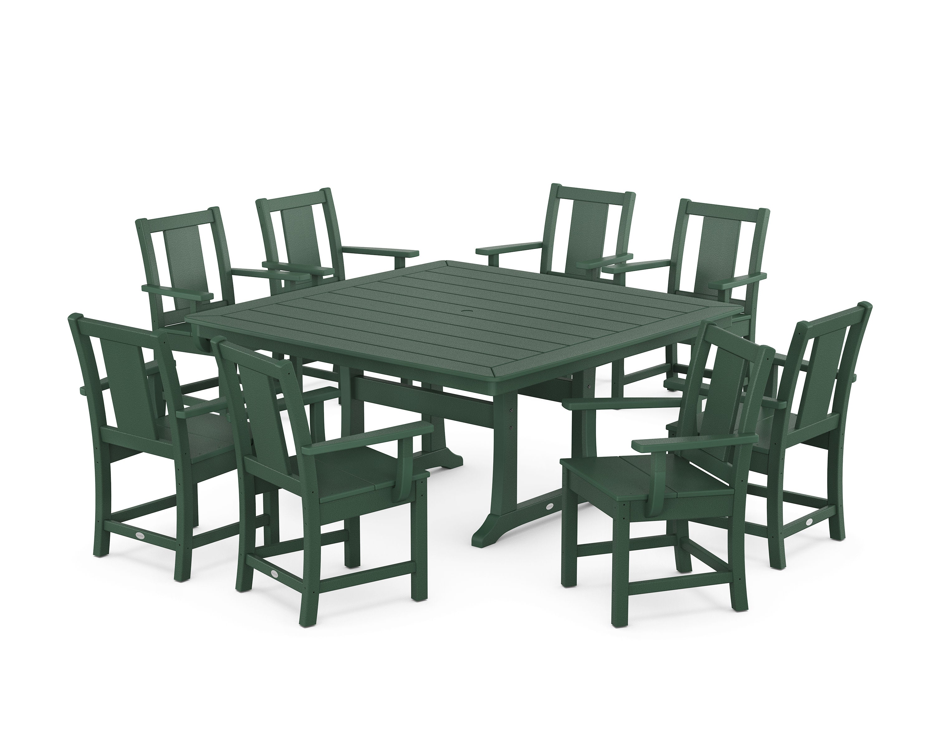 Prairie 9-Piece Square Dining Set with Trestle Legs in Green