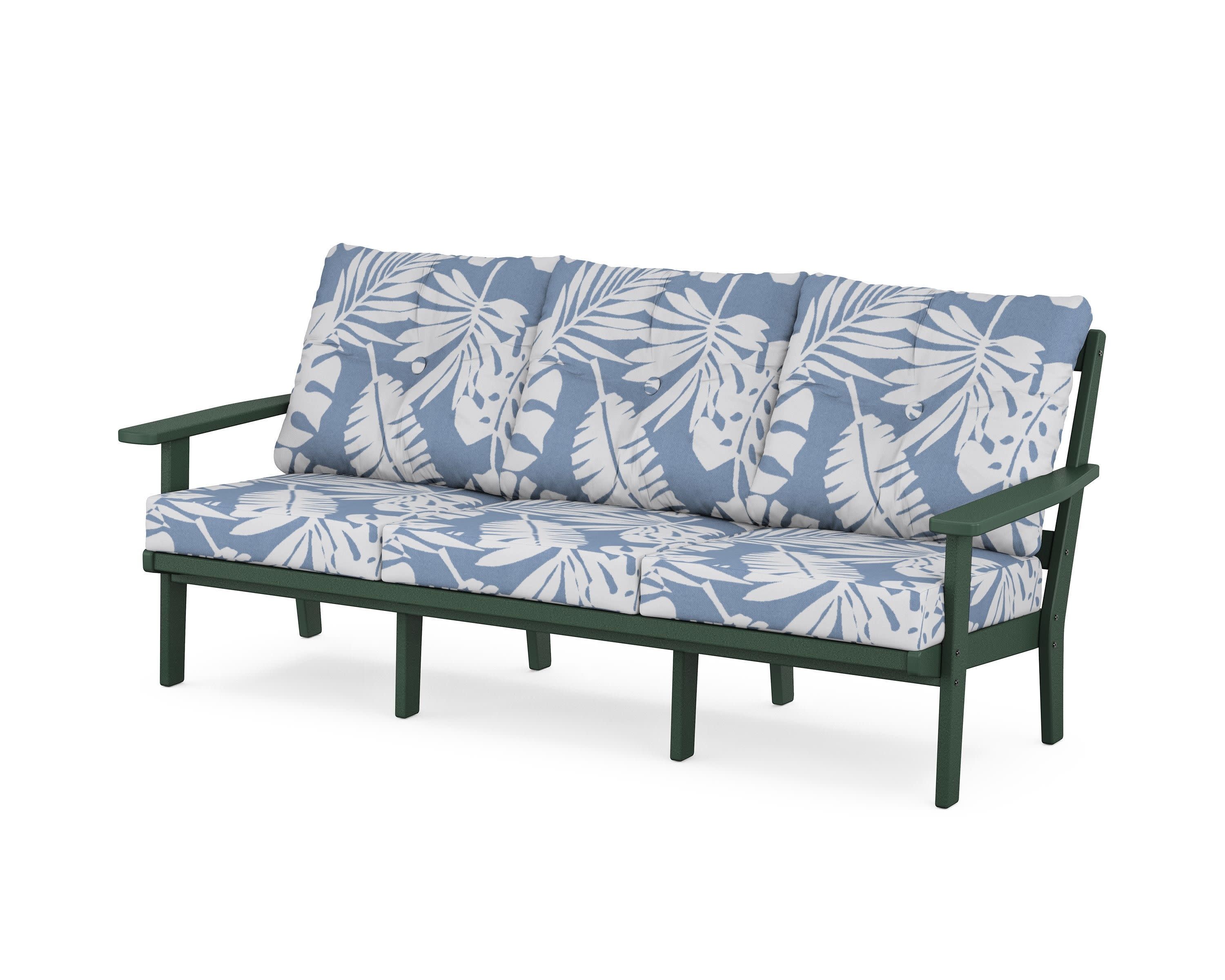 PrairieDeep Seating Sofa in Green / Leaf Sky Blue