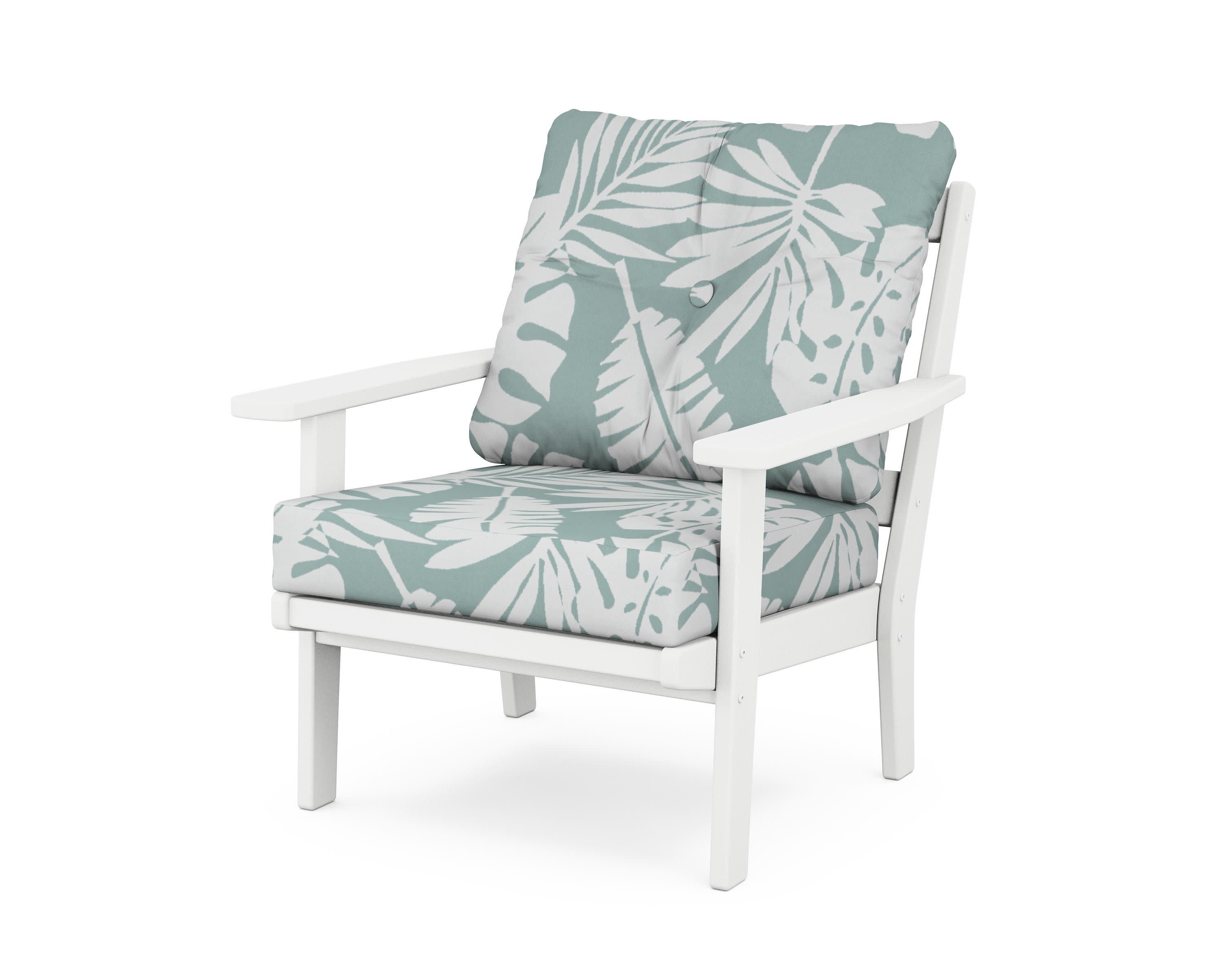 Prairie Deep Seating Chair in White / Leaf Glacier Spa