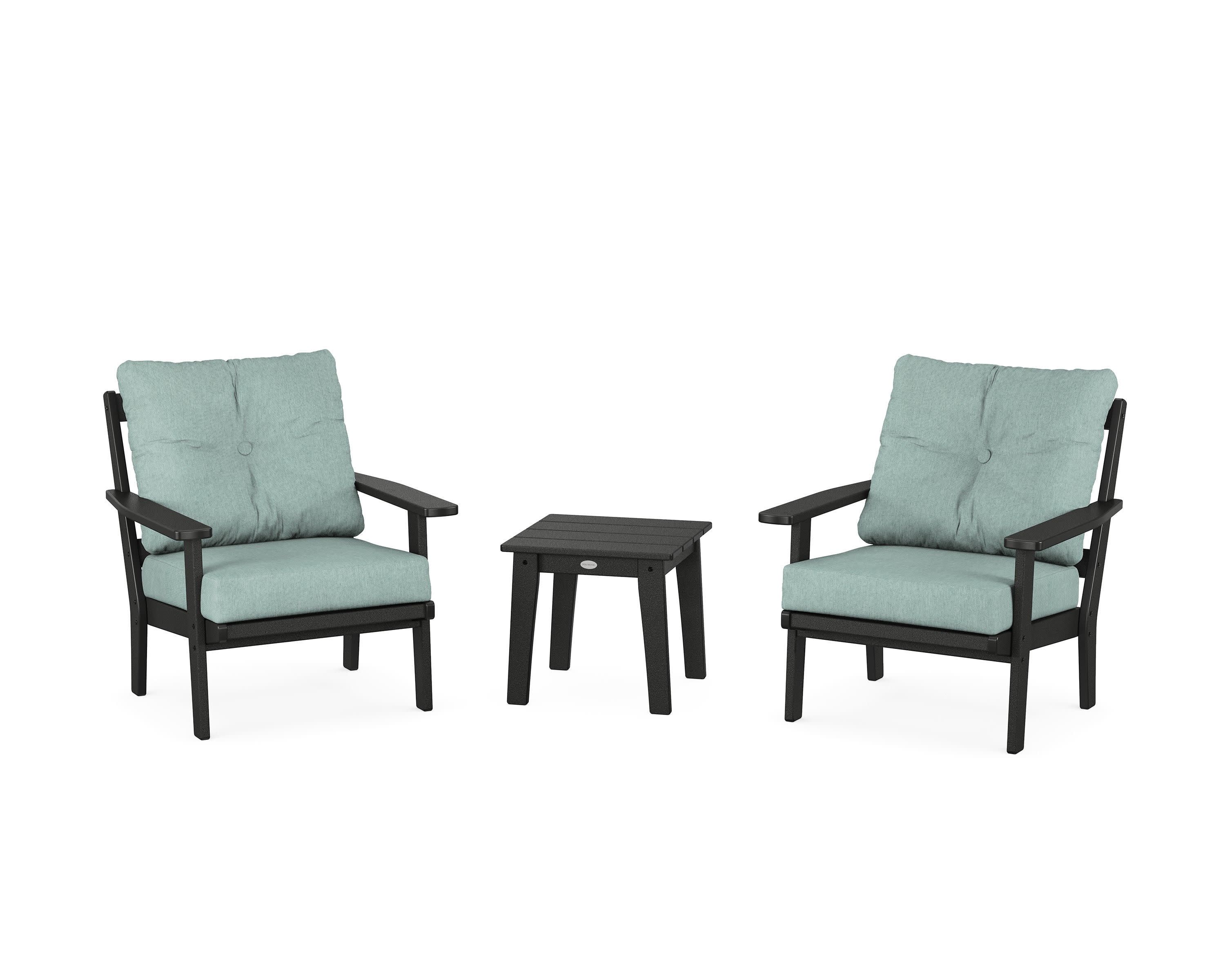 Prairie 3-Piece Deep Seating Set in Black / Glacier Spa