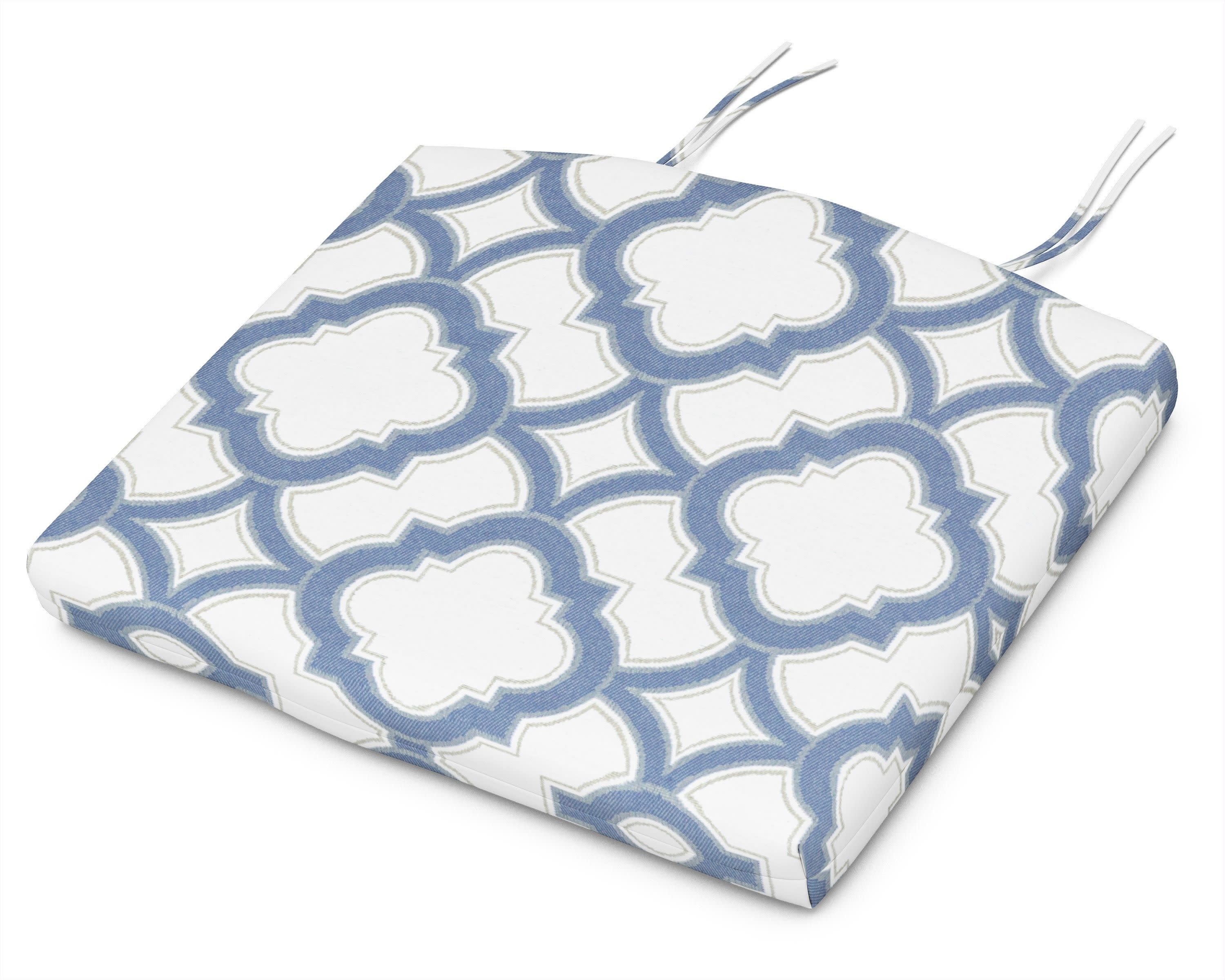 Standard Seat Cushion 18"D x 22"W x 2.5"H in Trellis Sky Blue