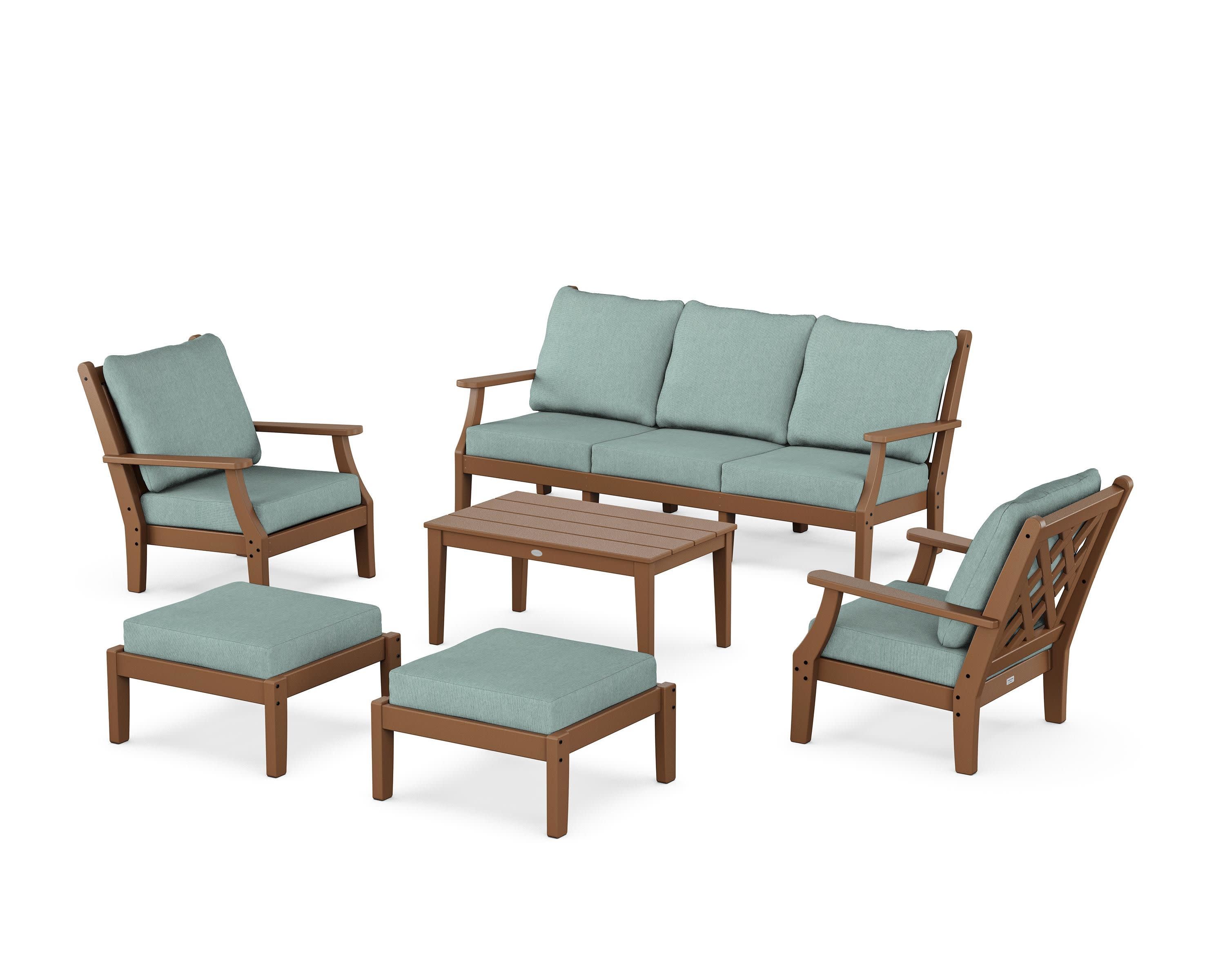 Wovendale 6-Piece Lounge Sofa Set in Teak / Glacier Spa