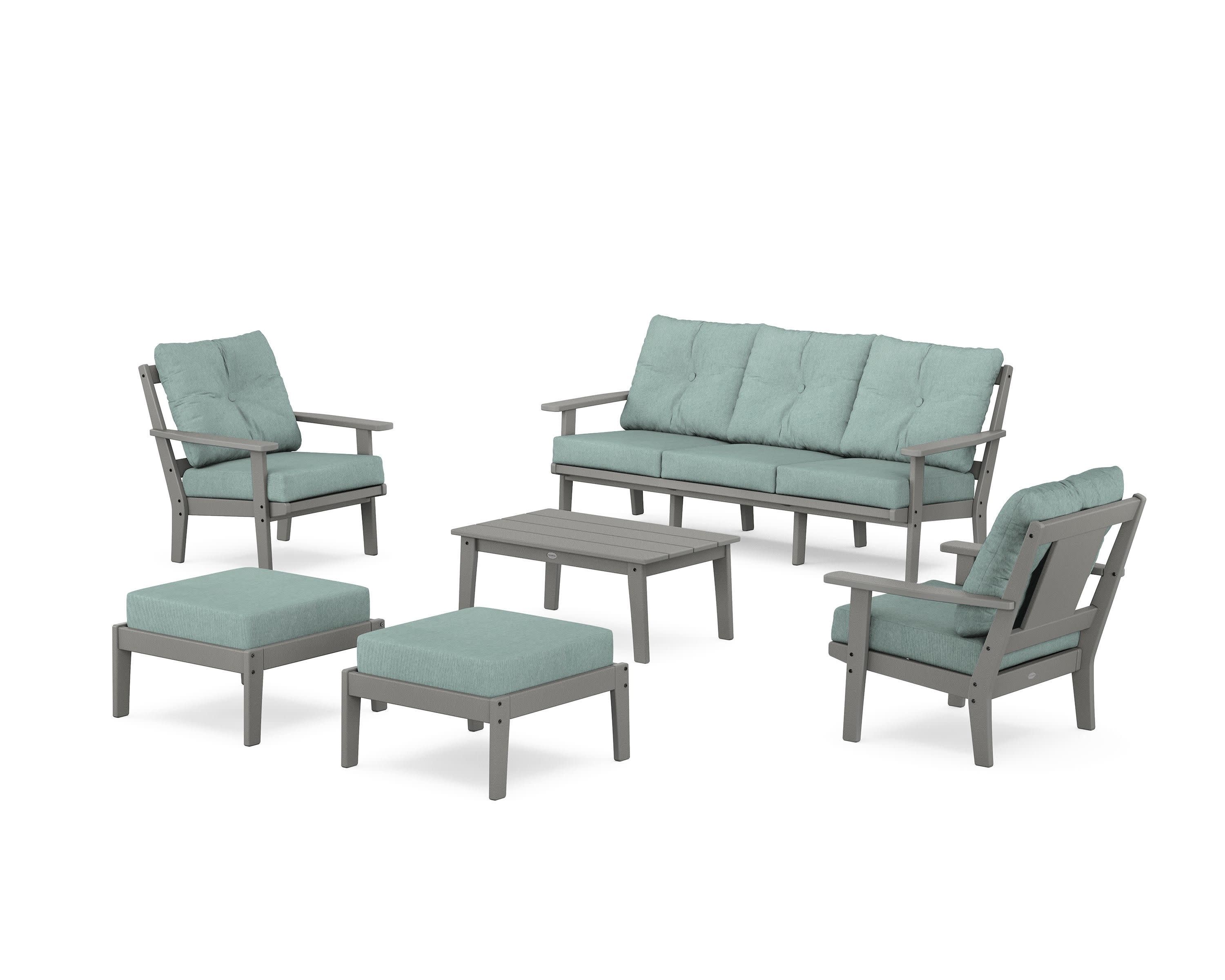 Prairie 6-Piece Lounge Sofa Set in Slate Grey / Glacier Spa