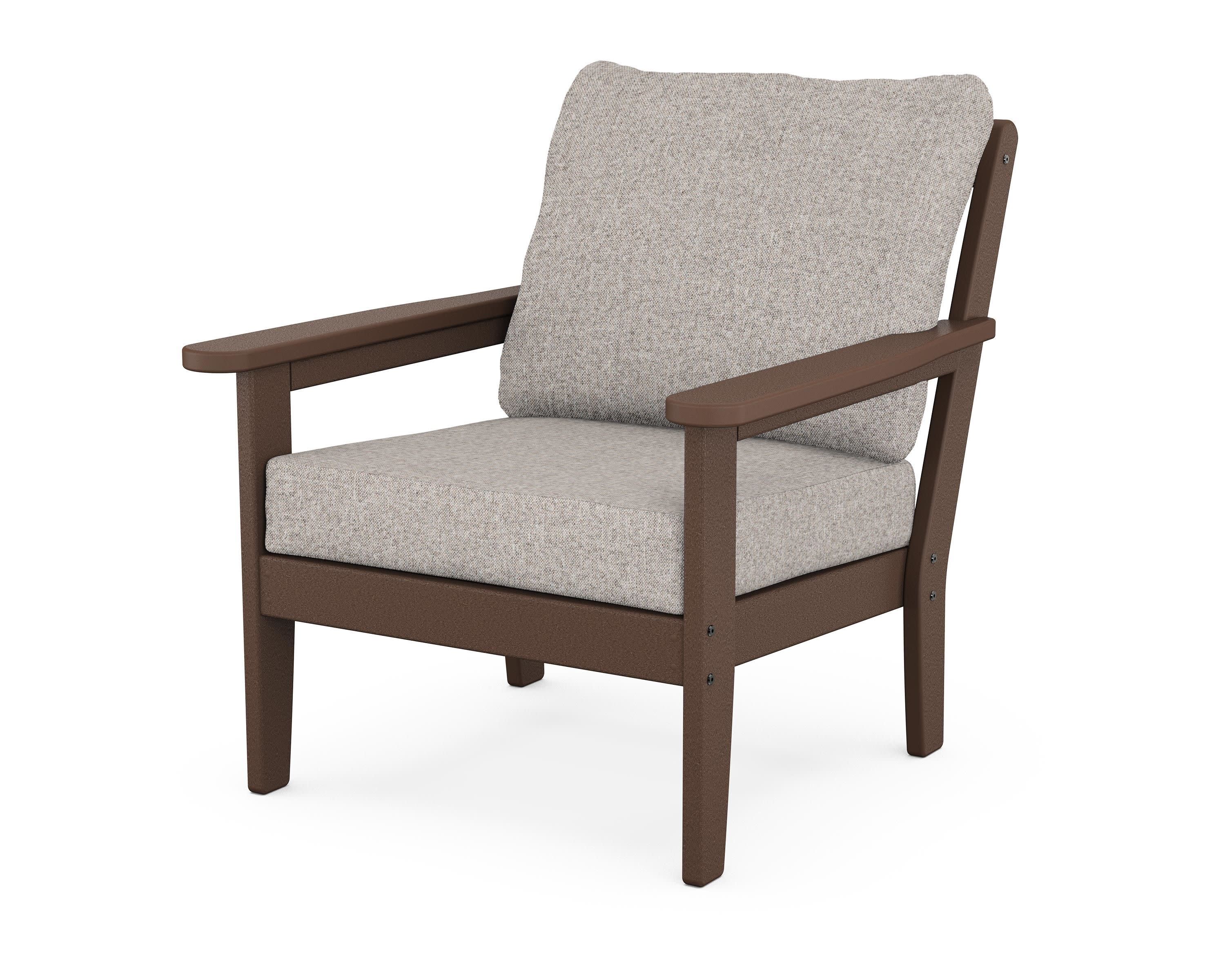 Cottage Deep Seating Chair in Mahogany / Weathered Tweed