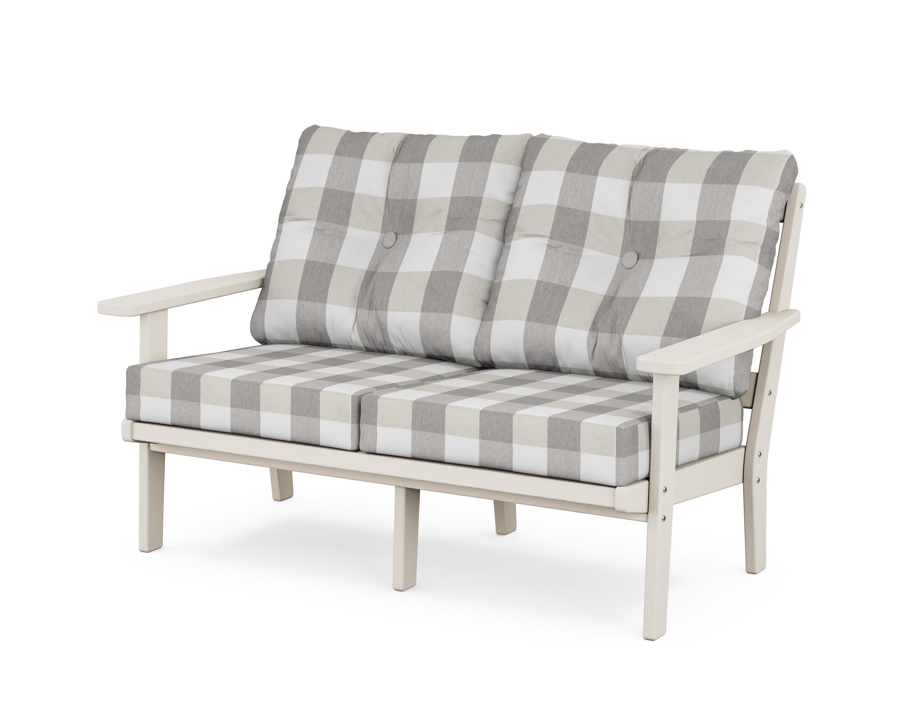 Prairie Deep SeatingLoveseat in Sand / Buffalo Plaid Grey Mist
