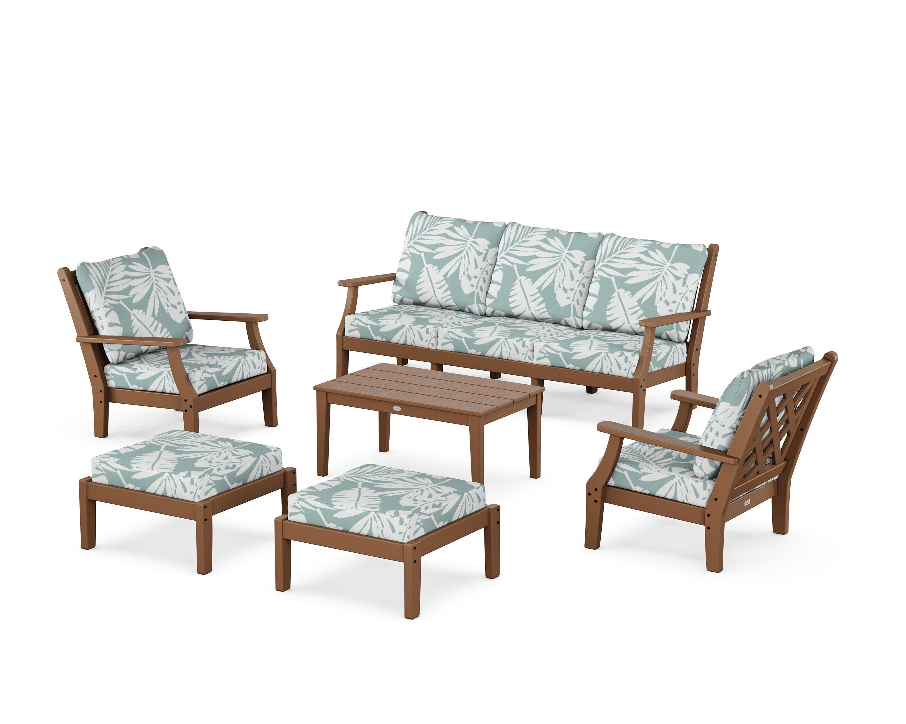 Wovendale 6-Piece Lounge Sofa Set in Teak / Leaf Glacier Spa