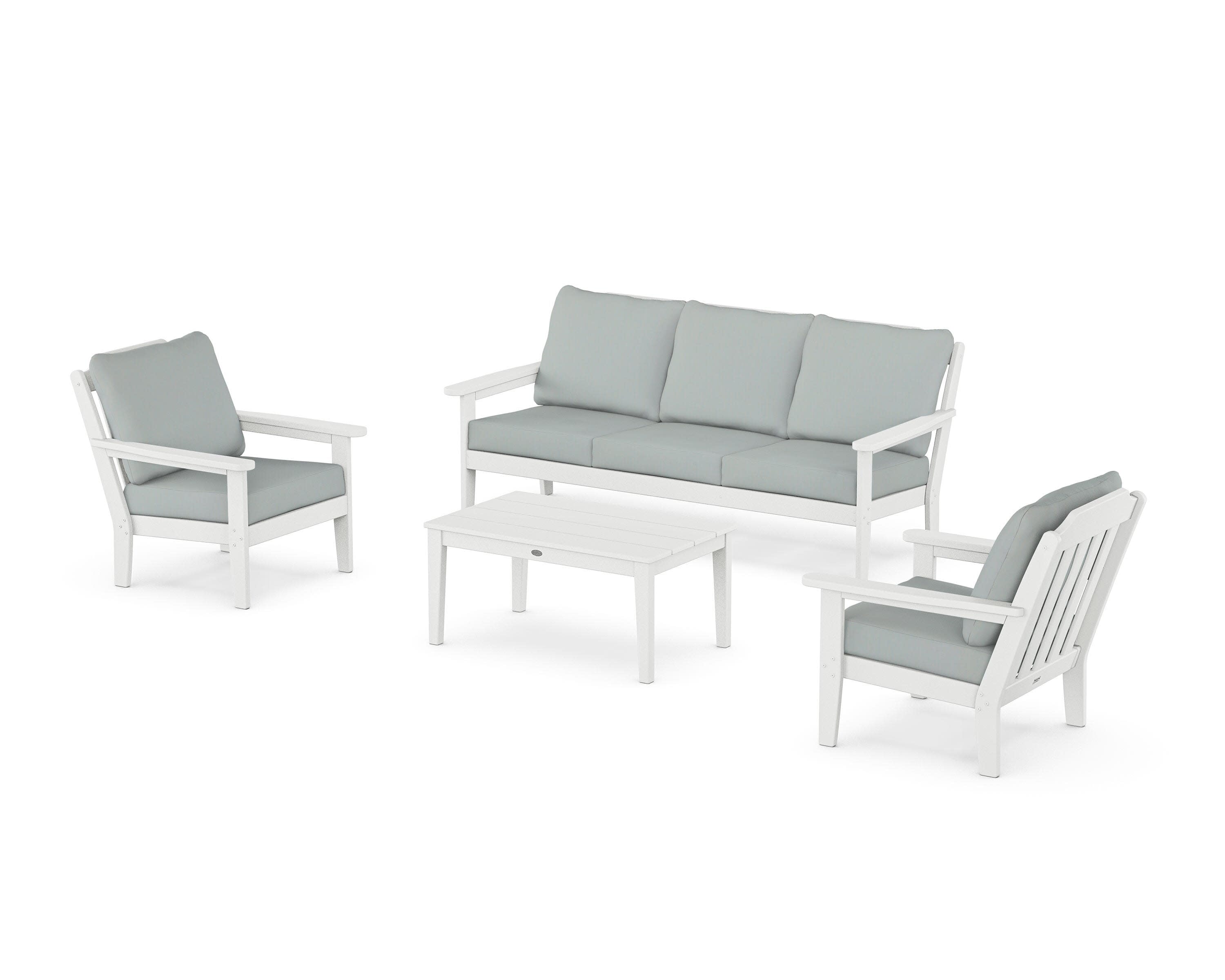 Cottage 4-Piece Deep Seating Set with Sofa in White / Spa