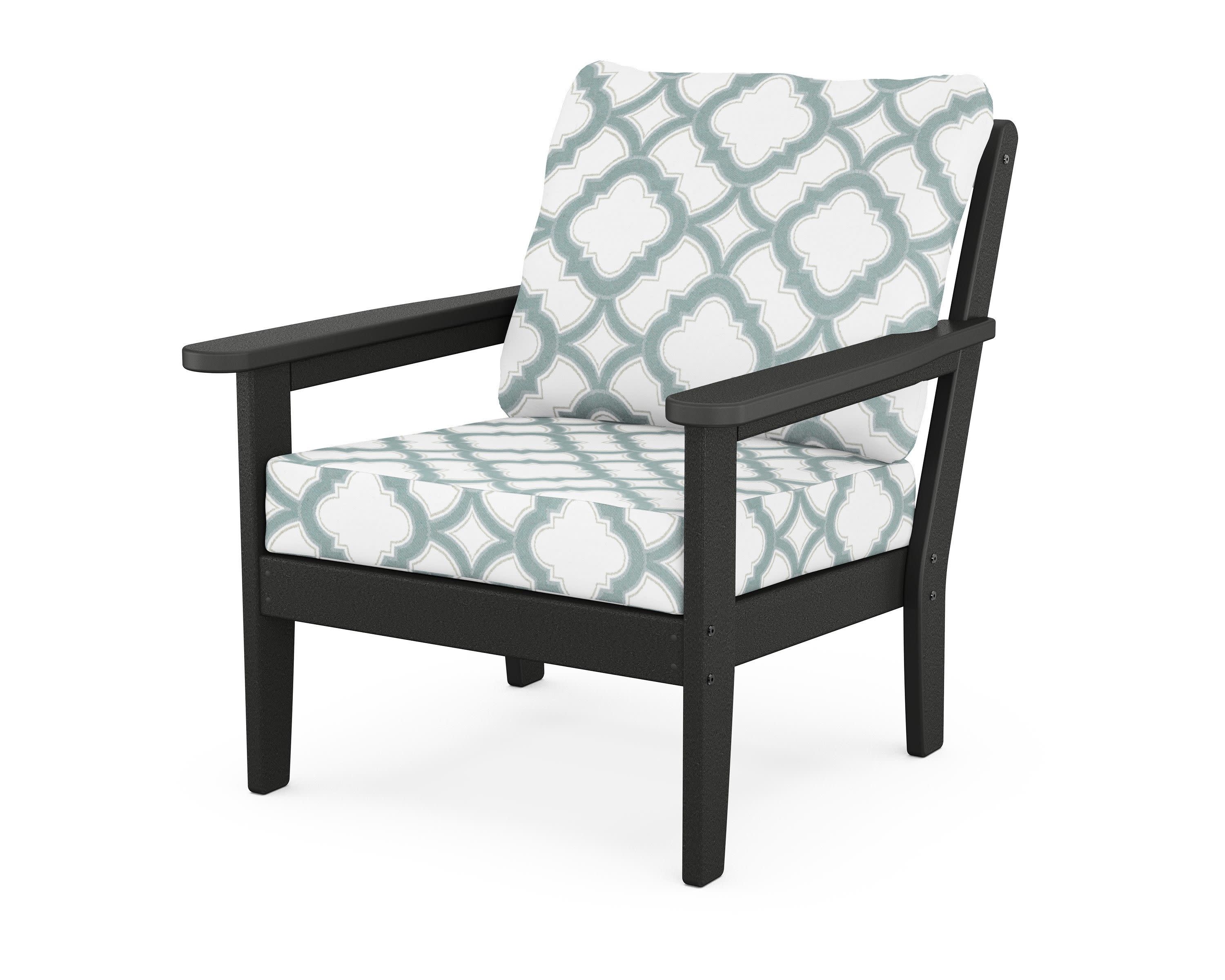 Cottage Deep Seating Chair in Black / Trellis Glacier Spa