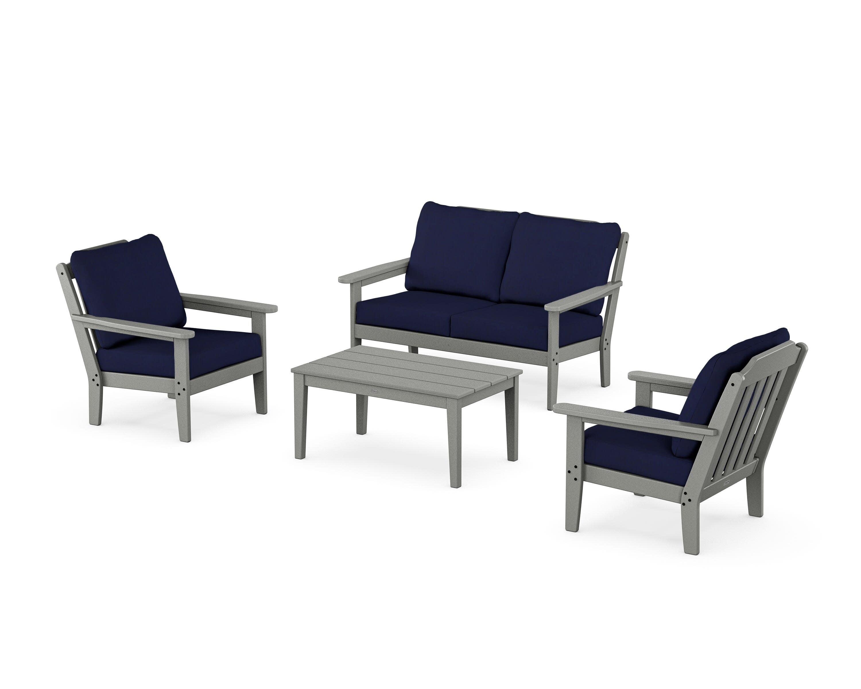 Cottage 4-Piece Deep Seating Set with Loveseat in Slate Grey / Navy