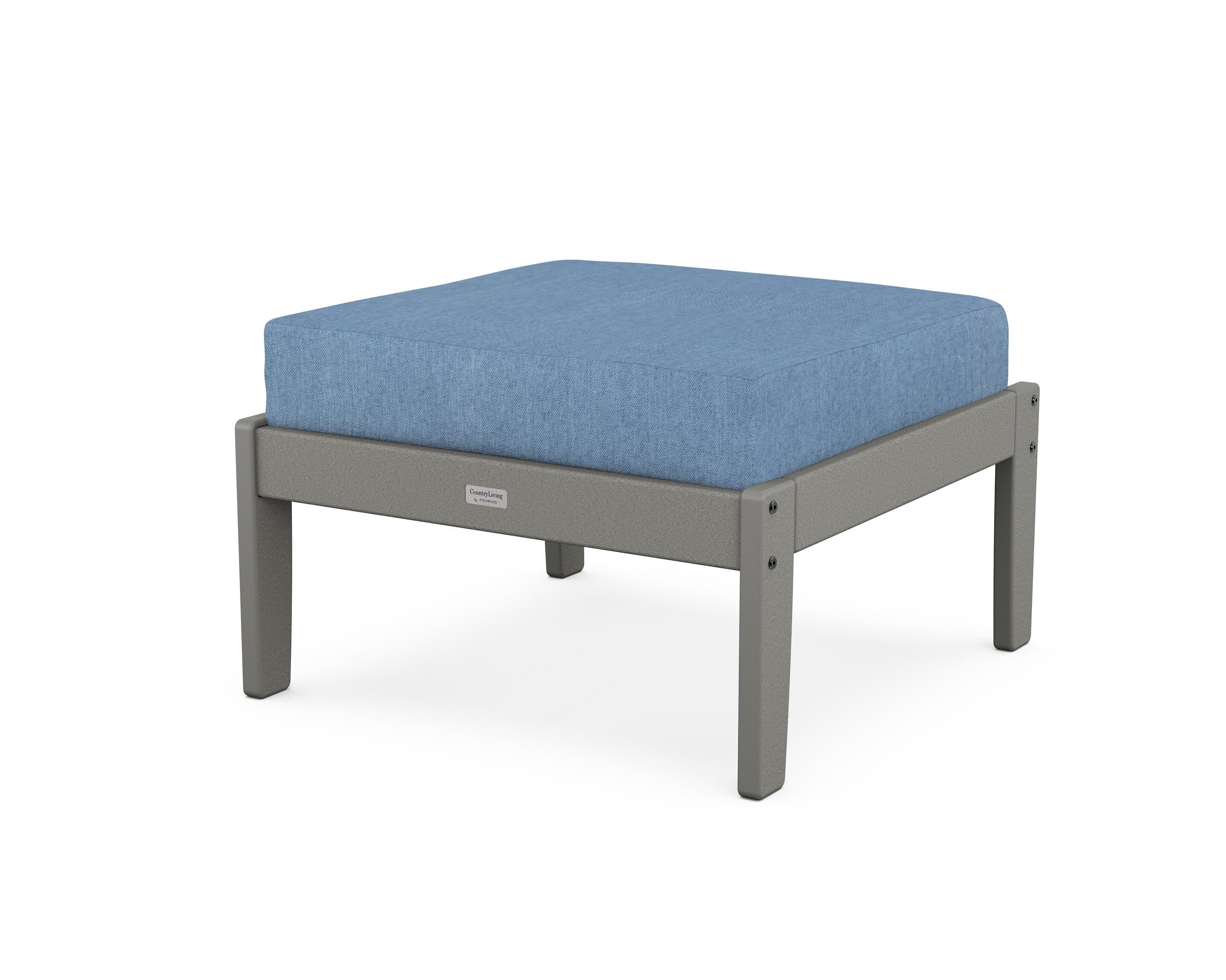 Cottage Deep Seating Ottoman in Slate Grey / Sky Blue