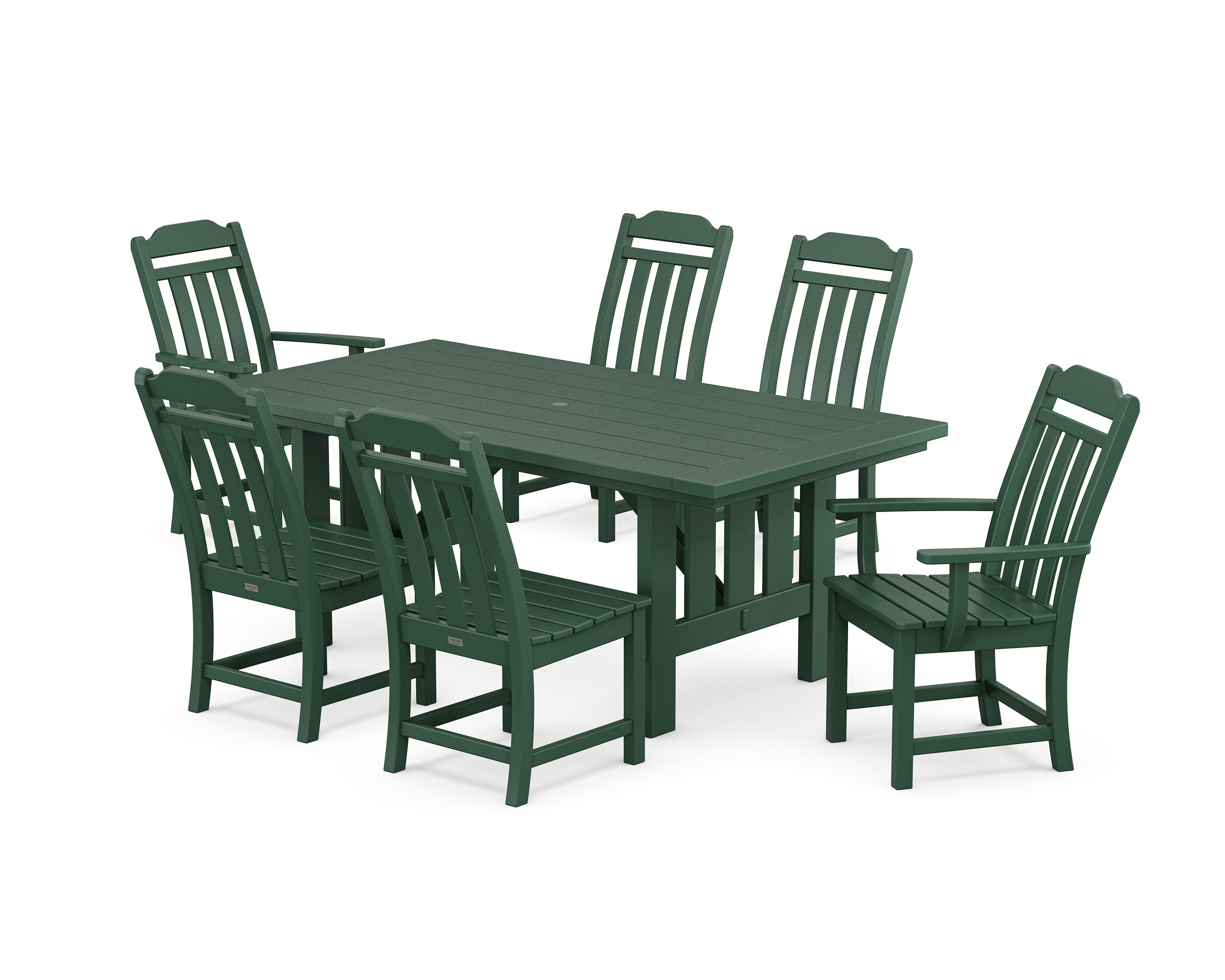 Cottage 7-Piece Dining Set with Mission Table in Green