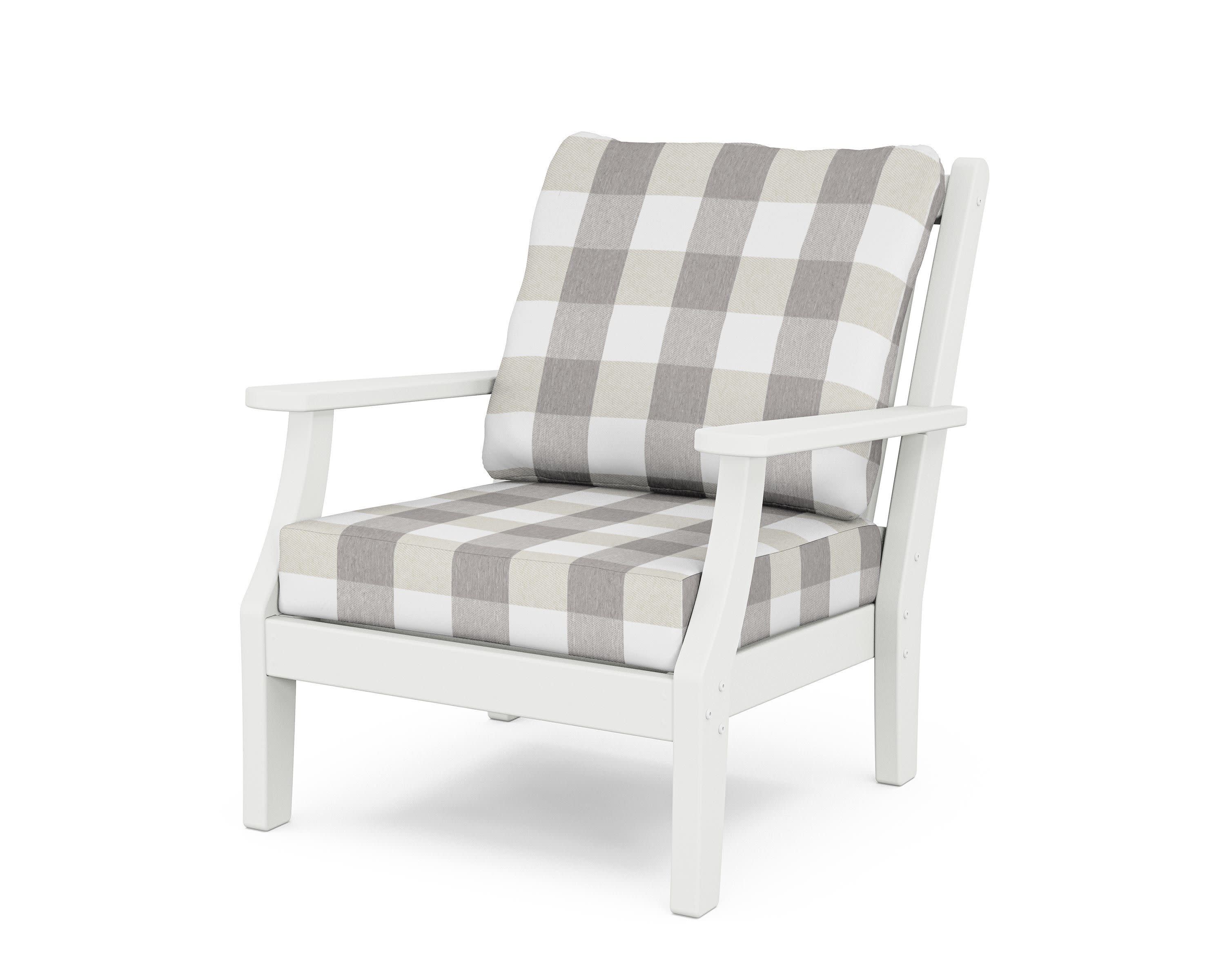 Wovendale Deep Seating Chair in White / Buffalo Plaid Grey Mist