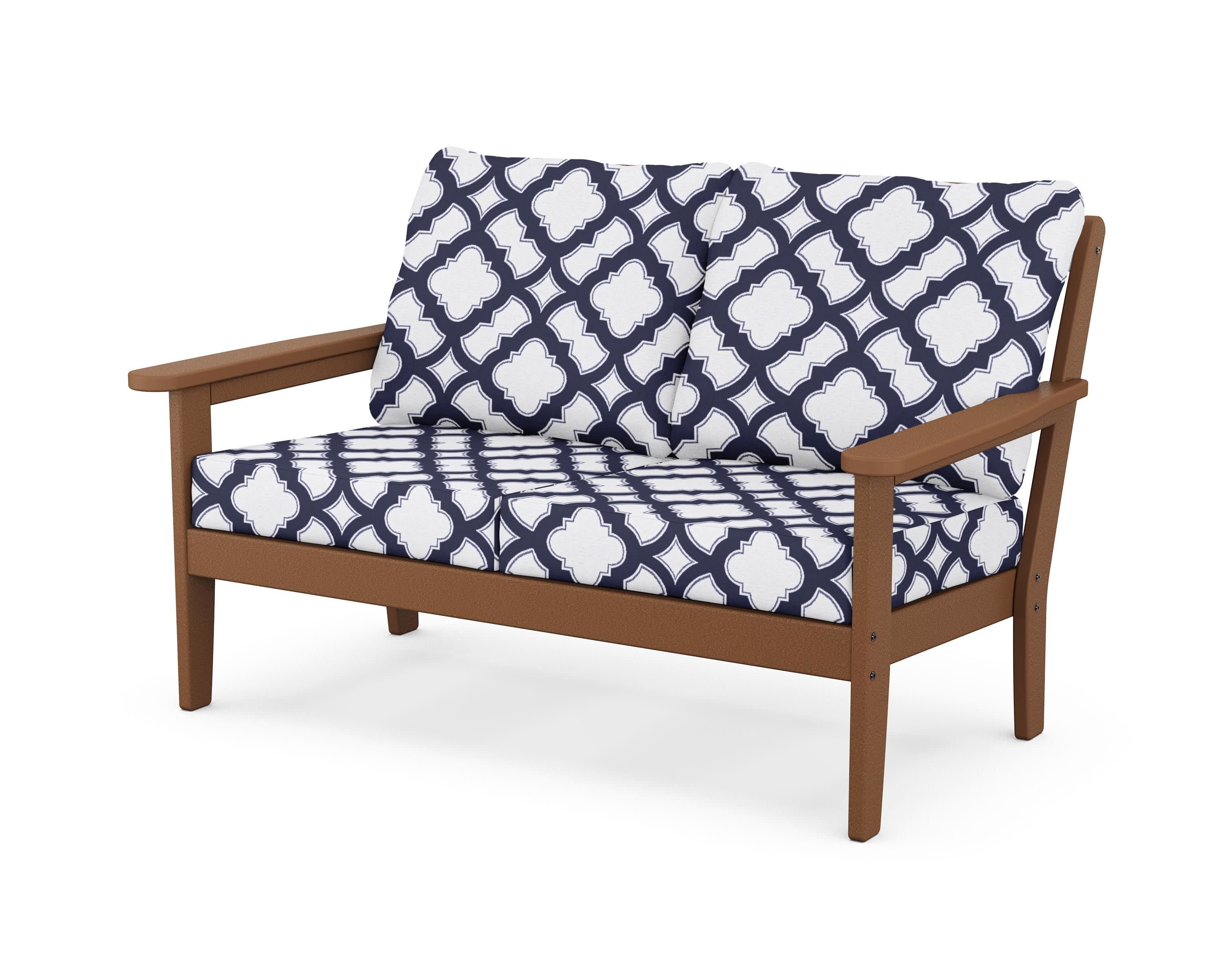 Cottage Deep Seating Loveseat in Teak / Trellis Navy