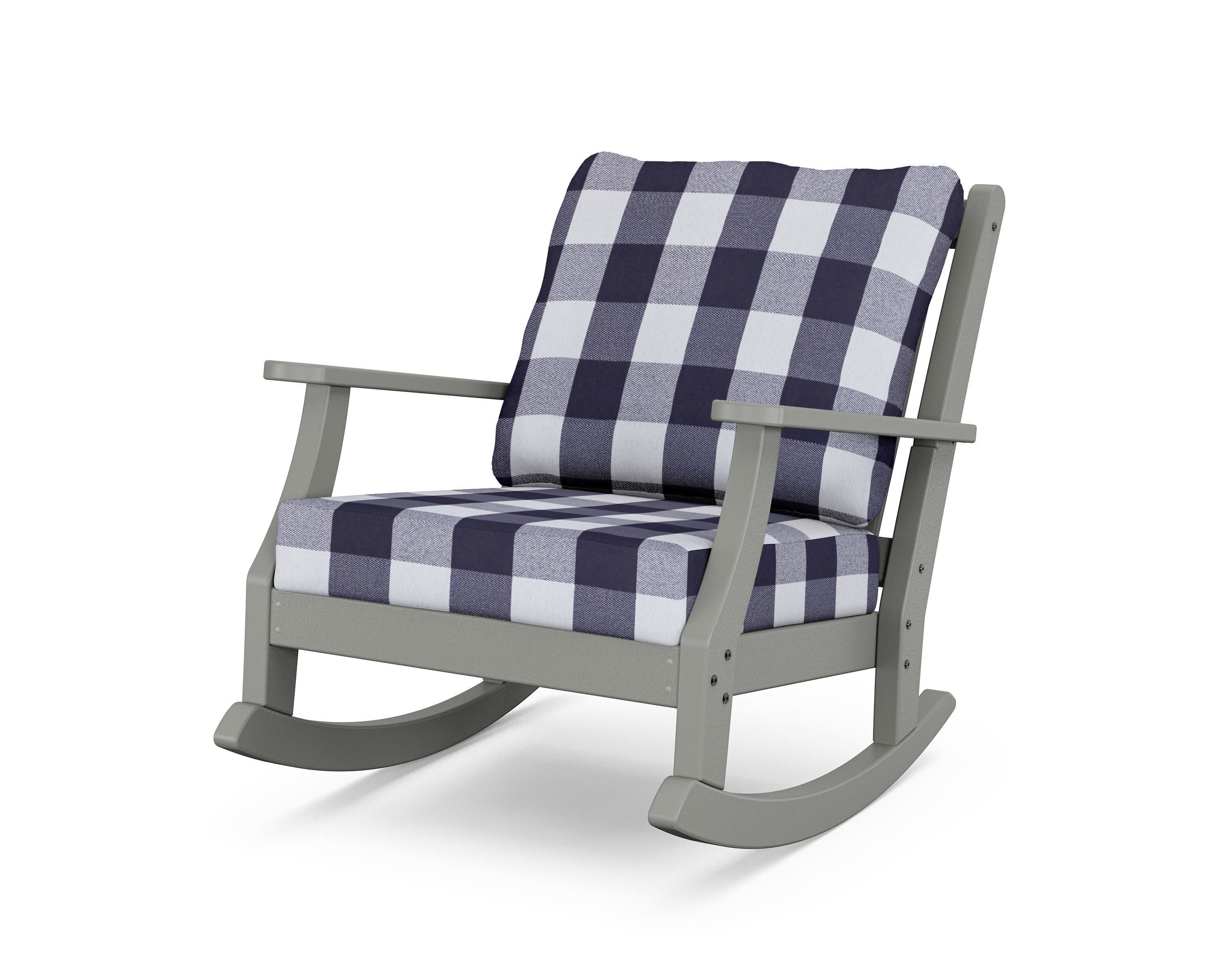 Wovendale Deep Seating Rocking Chair in Slate Grey / Buffalo Plaid Navy