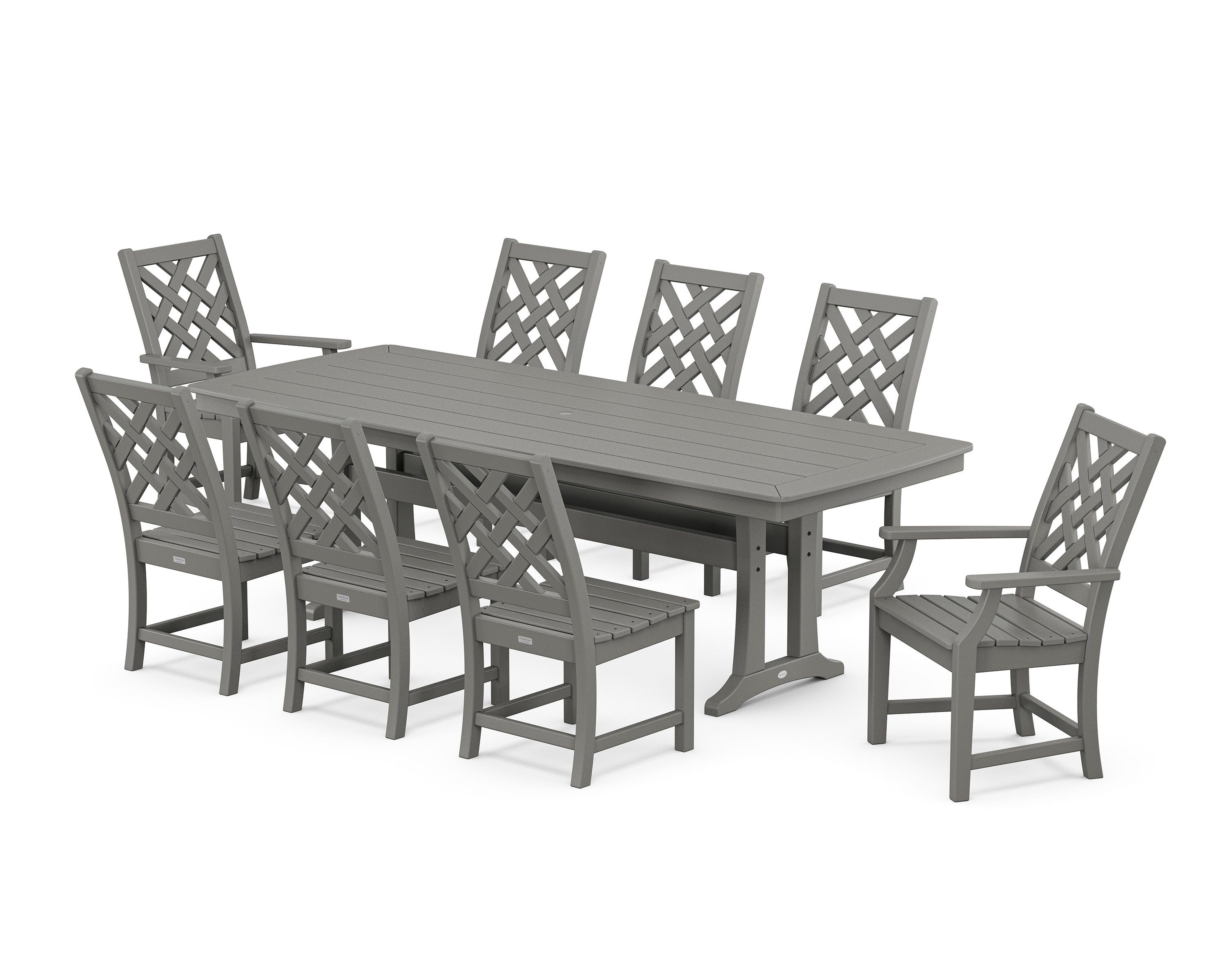 Wovendale 9-Piece Dining Set with Trestle Legs in Slate Grey