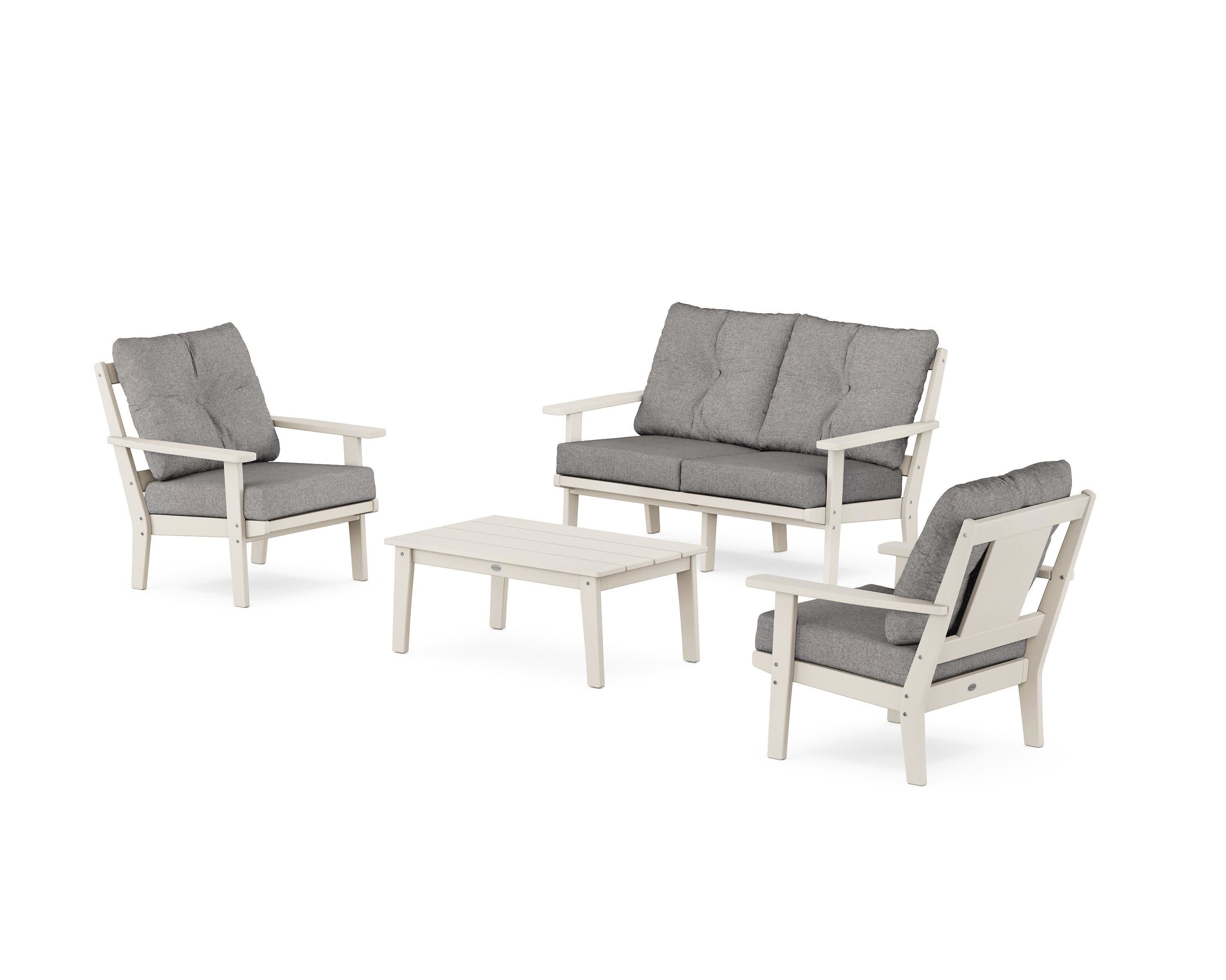 Prairie 4-Piece Deep Seating Set with Loveseat in Sand / Grey Mist